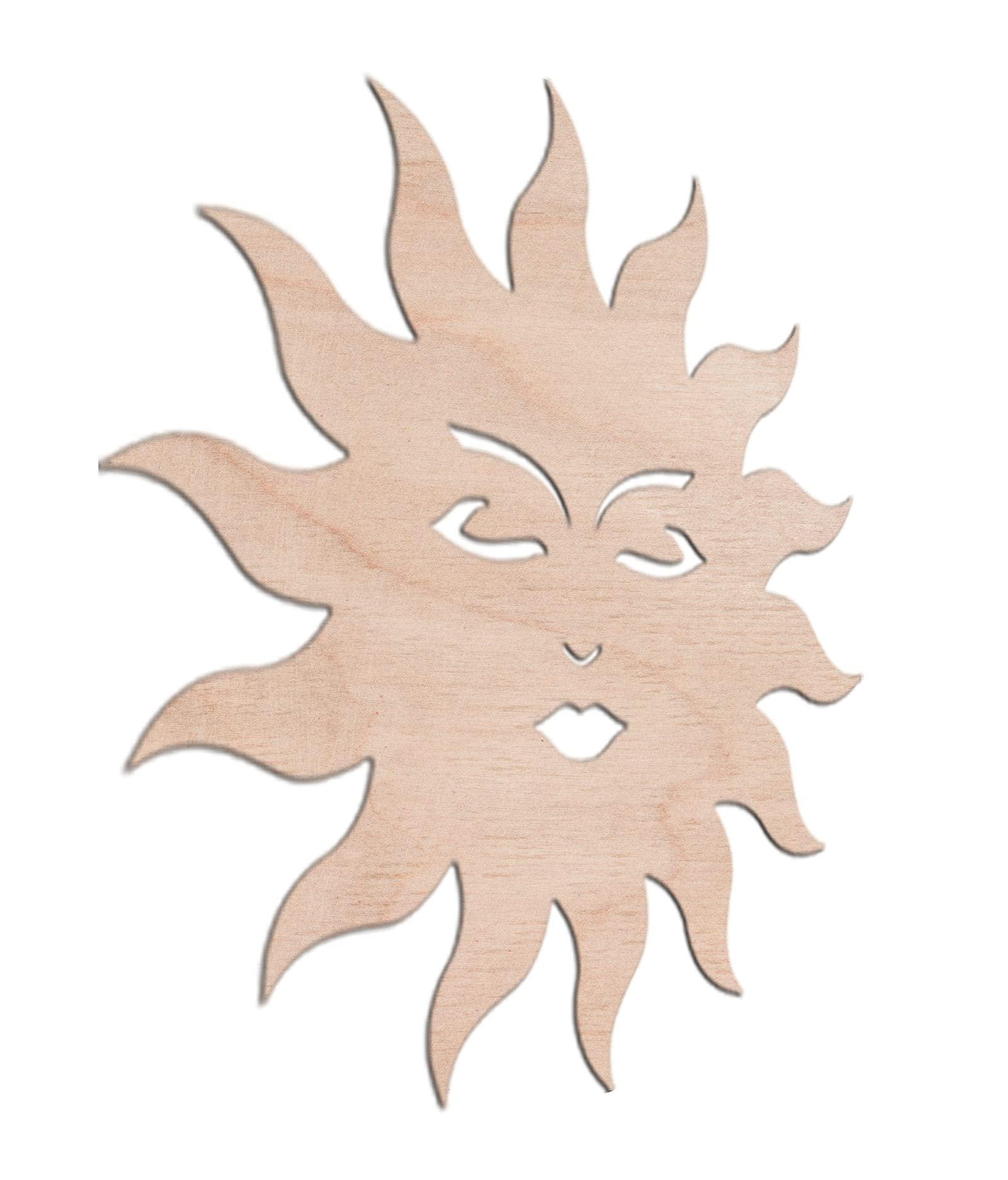 Haoser 3mm Wooden Sun Cutouts for Scrapbooking Arts Crafts DIY Decoration Display Décor - Haoser