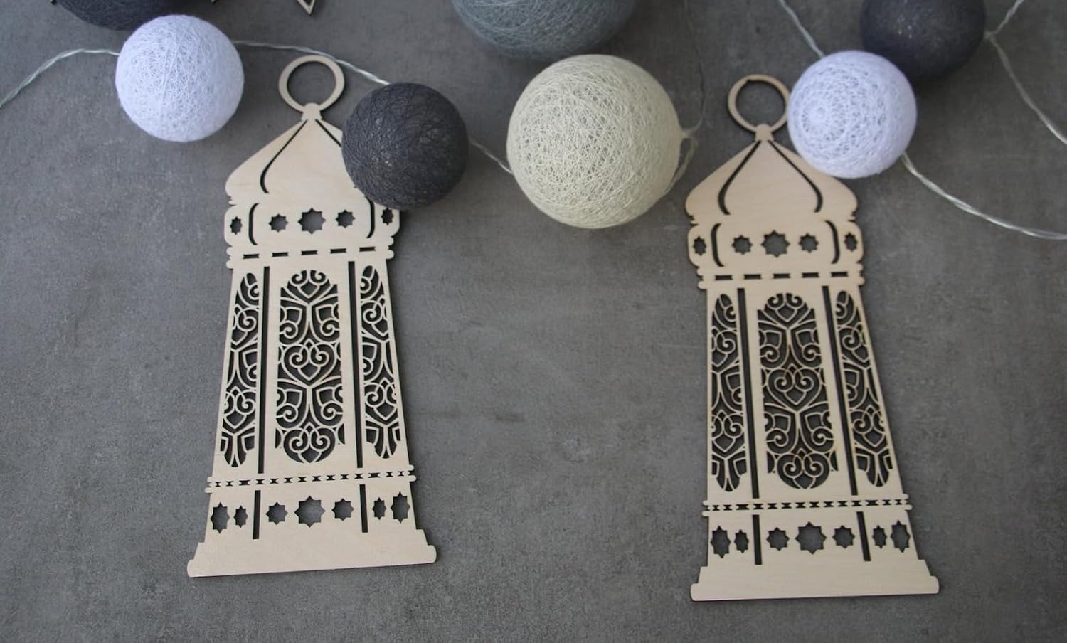 Ramadan Mubarak Wooden Lantern | Islamic Wood Lantern for Home Decor | Ramadan Lamp Wall & Table Decor