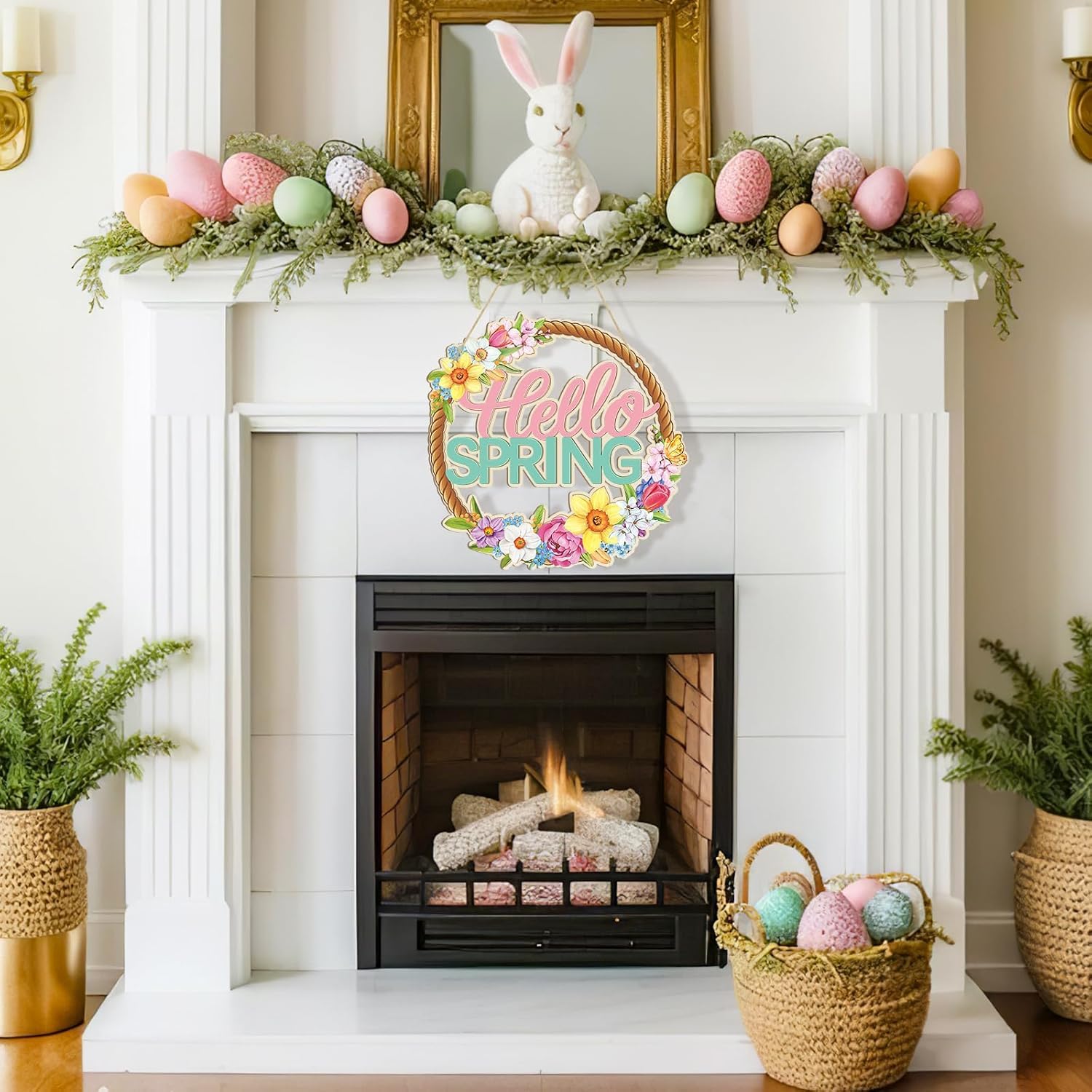 3 Pcs Wooden Spring Ornaments to Paint, Flower Wooden DIY Blank Unfinished Round Wood