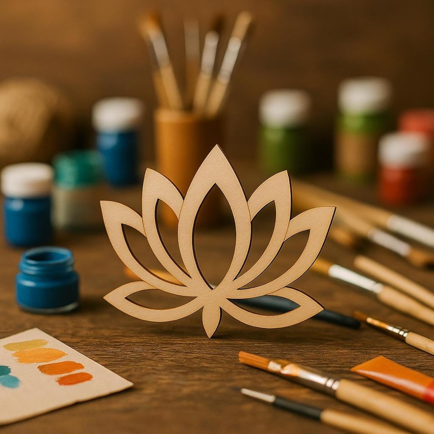 5 Pcs Lotus Flower Wooden Cutouts for DIY Craft | Unfinished Lotus Shape for Painting