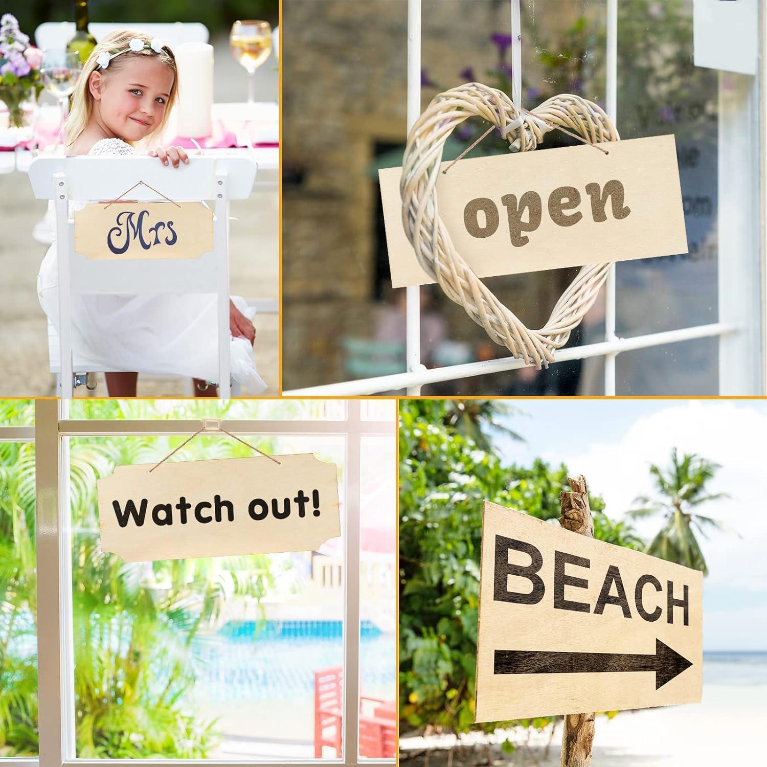 Haoser 15 Pcs Unfinished Wood Sign Blank Wood Blanks Wooden Plaque for Craft Oval Hanging Wood Sign 9 x 6 in Rectangle Shaped Wood Plaque Wood Ornaments Wood Slices for DIY Painting Writing Decoration - Haoser