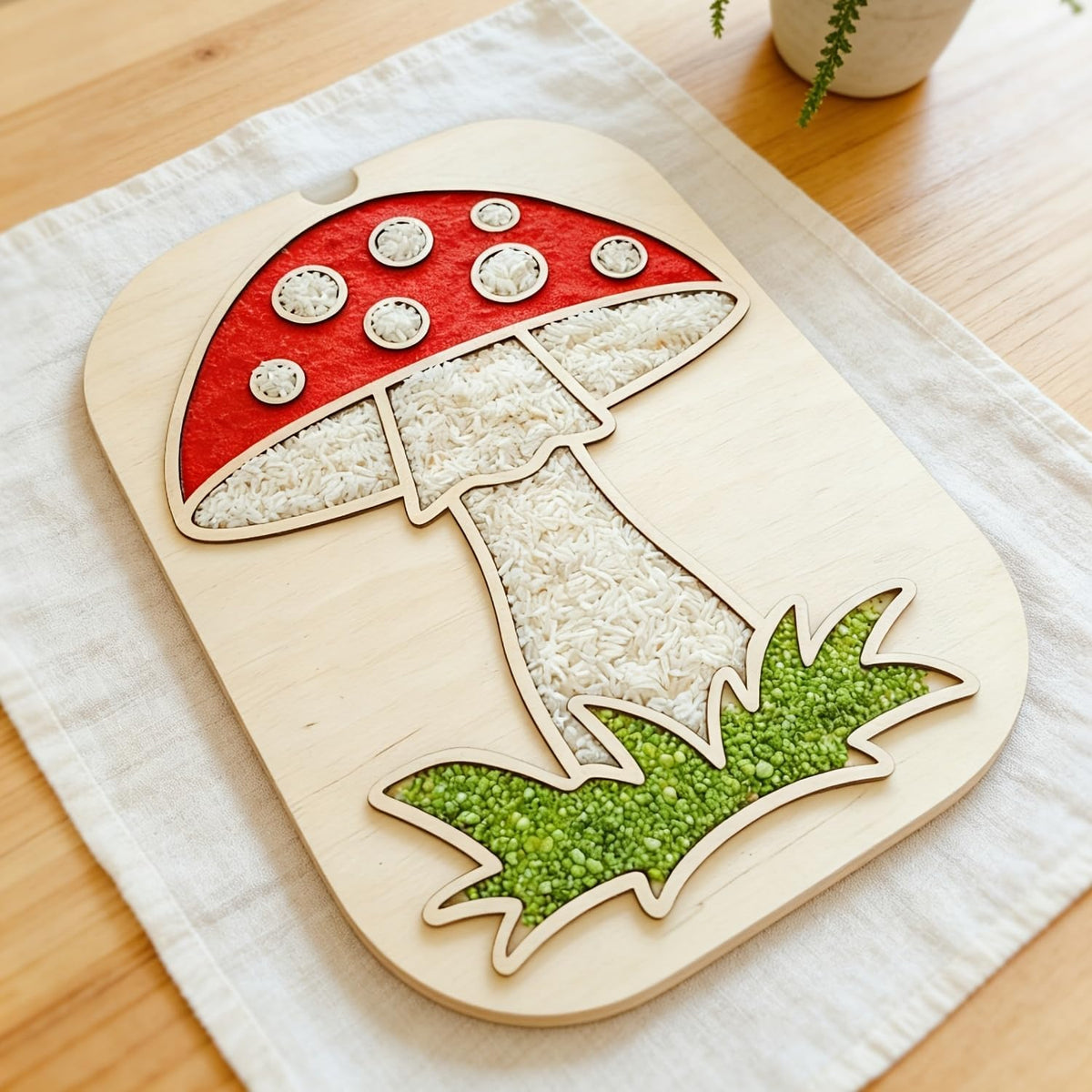 Mushroom Shape Wooden Decorative Tray with Lid | Table Centerpiece Organizer for Home Decor