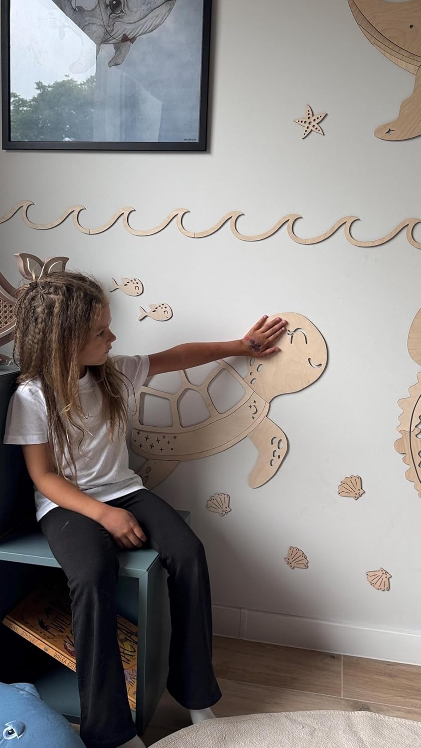 Wooden Turtle Wall Decor for Kids Room | Ocean Theme Nursery Wall Art
