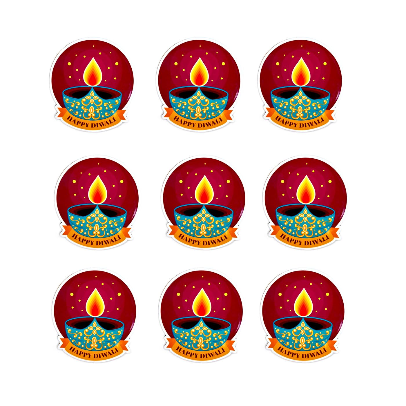 Haoser Wooden Hanging Deepak for Diwali Decoration Set of 9 Pcs