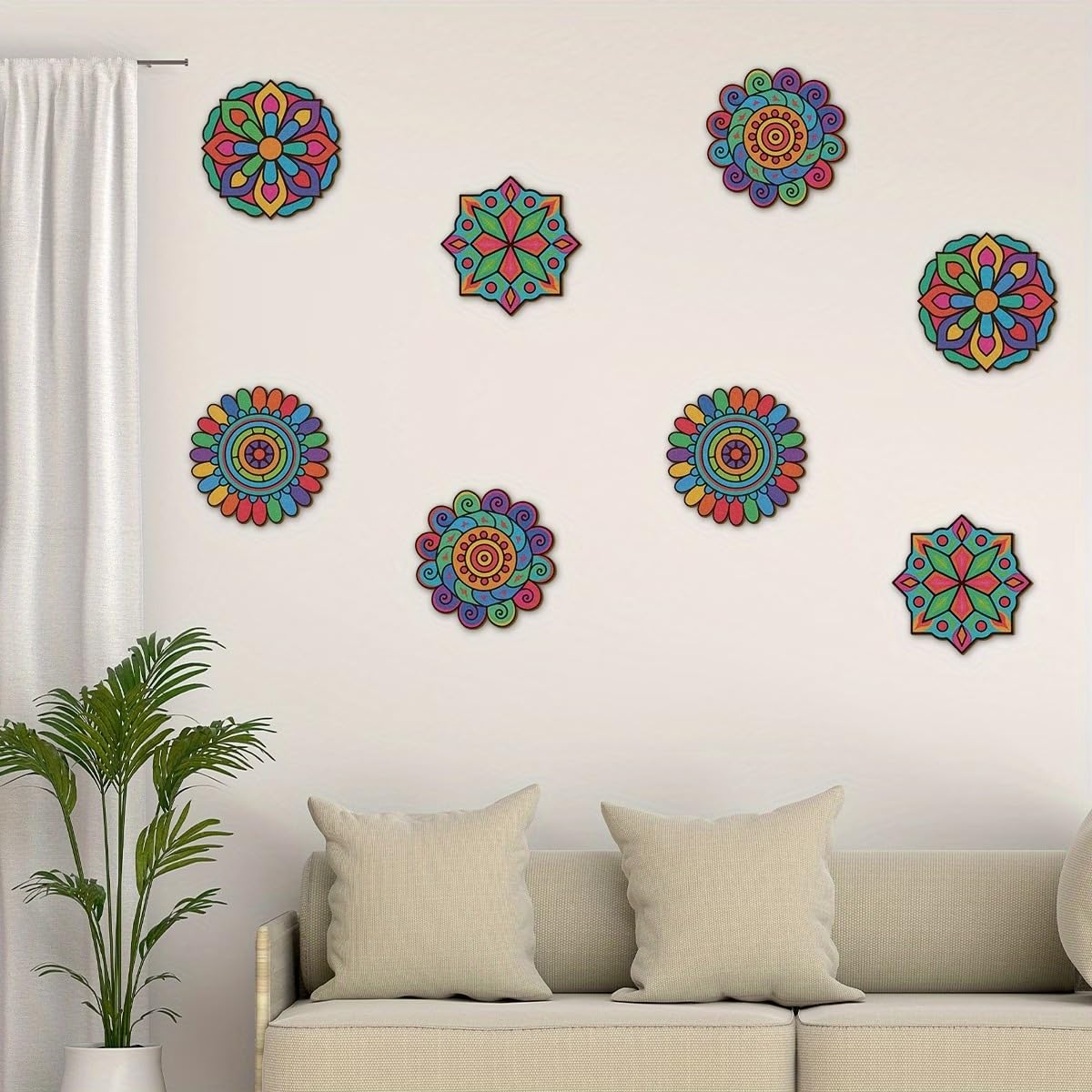 Set of 8 Mandala MDF Wooden Painting Kit | Pre-Marked Mandala Art Boards