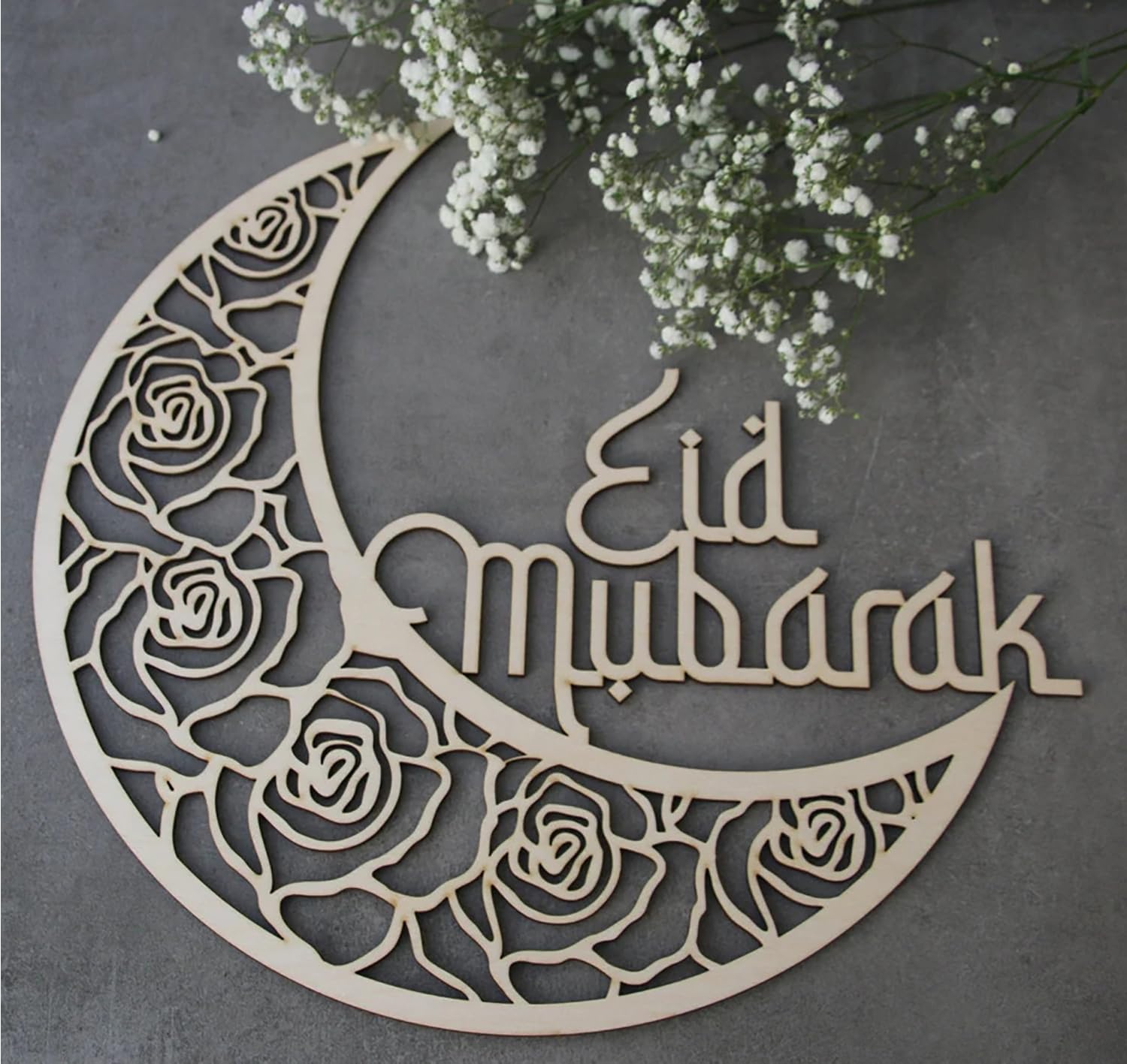 Curious Button Set of 1 EID Mubarak Moon Ramadan Moon Ramadan Mubarak Sign Ramadan Kareem Blessed Ramadan Islamic Gift Islamic Wooden Sign Islamic Sign Ramadan Gift