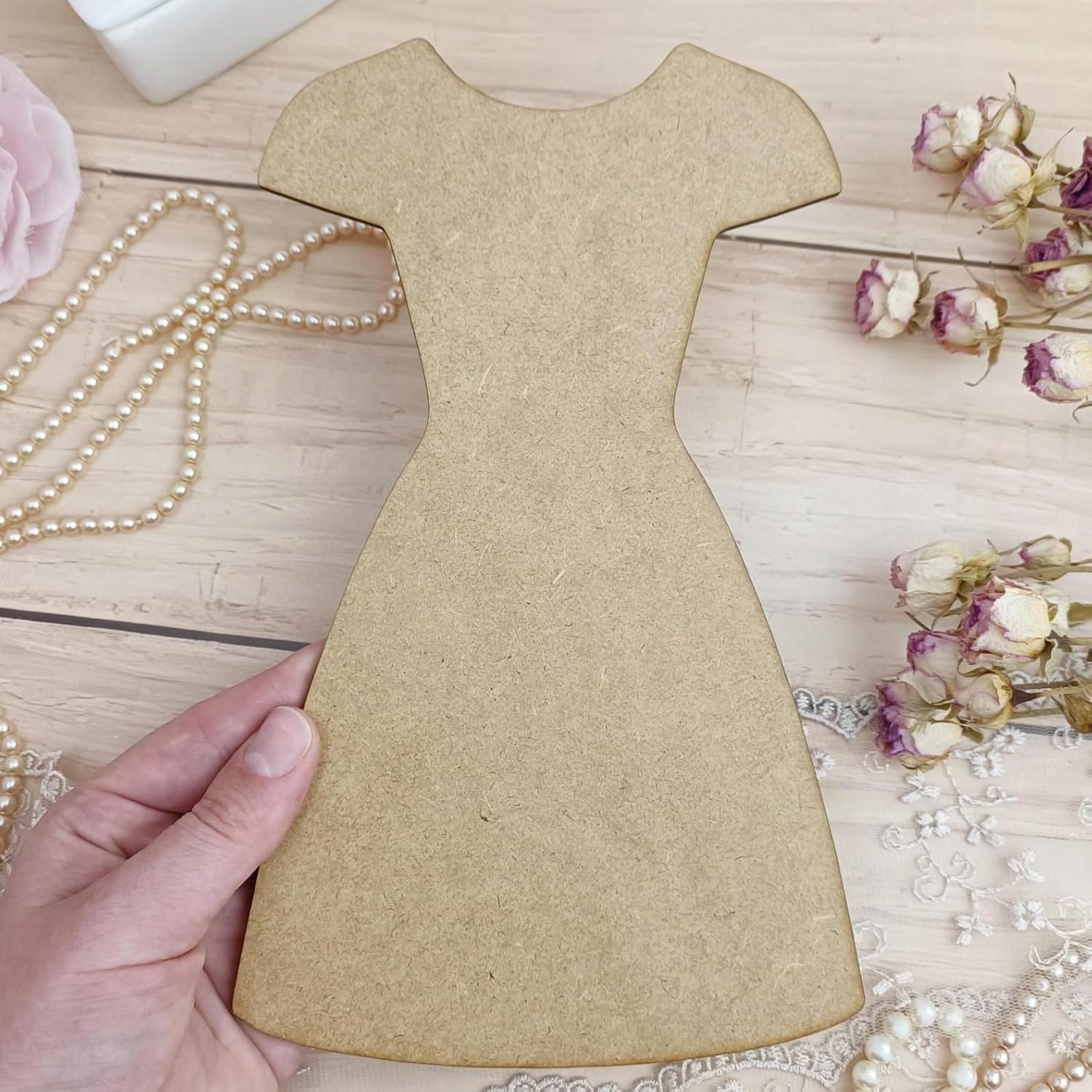 5 Pcs Wooden Dress Shape MDF Blank for DIY Craft | Unfinished Dress Cutout for Painting