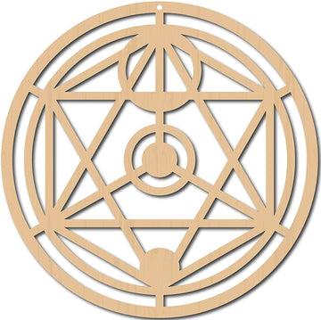 Haoser 30cm Oriental Star Wall Decor Wooden Wall Art Crystal Grid Sacred Geometry Laser Cut Sculpture Hanging Decor Spiritual Symbol Round for Housewarming Home Office Yoga Studio Decoration - Haoser