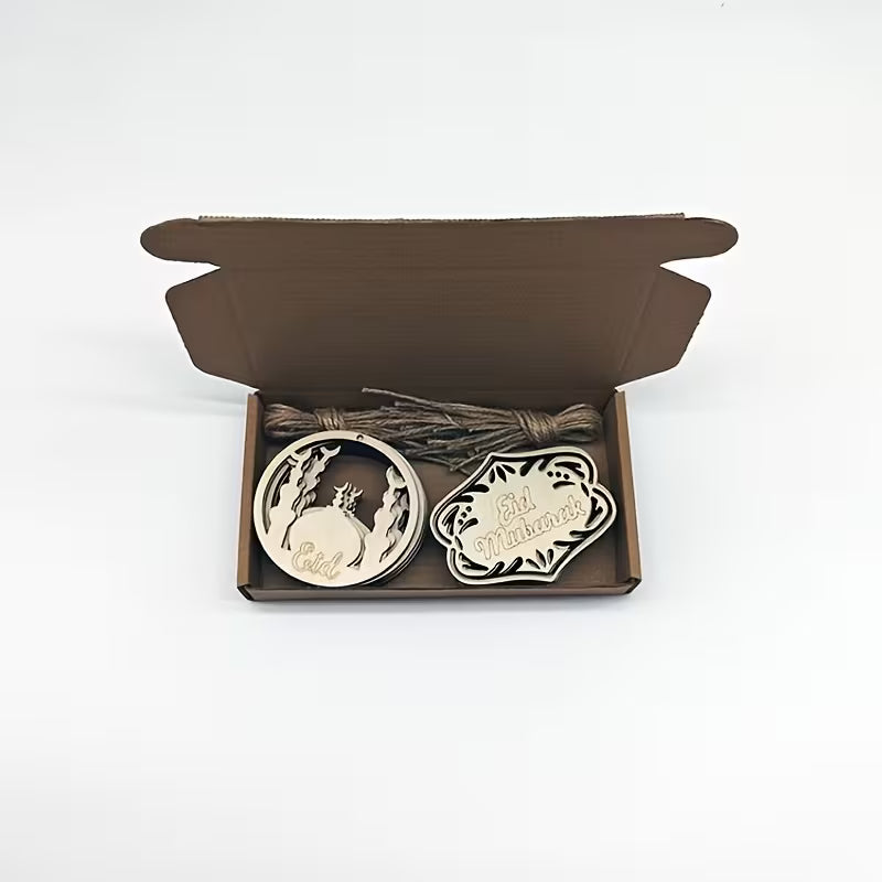 Pack of 10 Wooden Ramadan Mubarak Decorations | Pine MDF Crescent & Floral Pattern Cutouts | Traditional Eid Festival Home Decor & Religious Art Crafts | 5 Pcs Each Design | 3.11 Inch