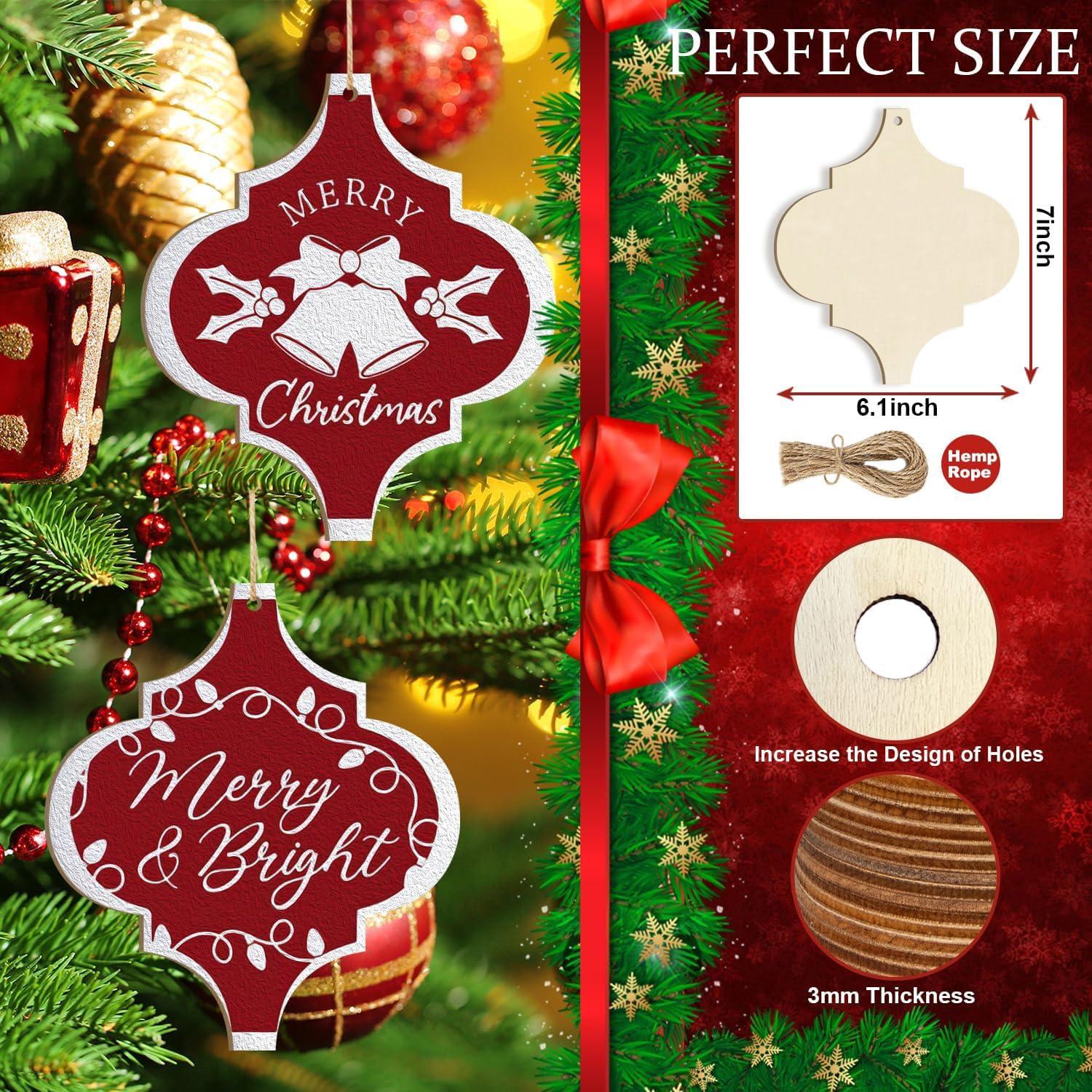 Curious Button 5 Pieces Unfinished Wooden Bulb Wide Style Hanging Ornament for DIY Home Decoration, MDF Cutouts, Perfect Wooden Cutouts for Home Decor, Charming Wooden Hanging Ornaments (7x6.1IN) - Haoser