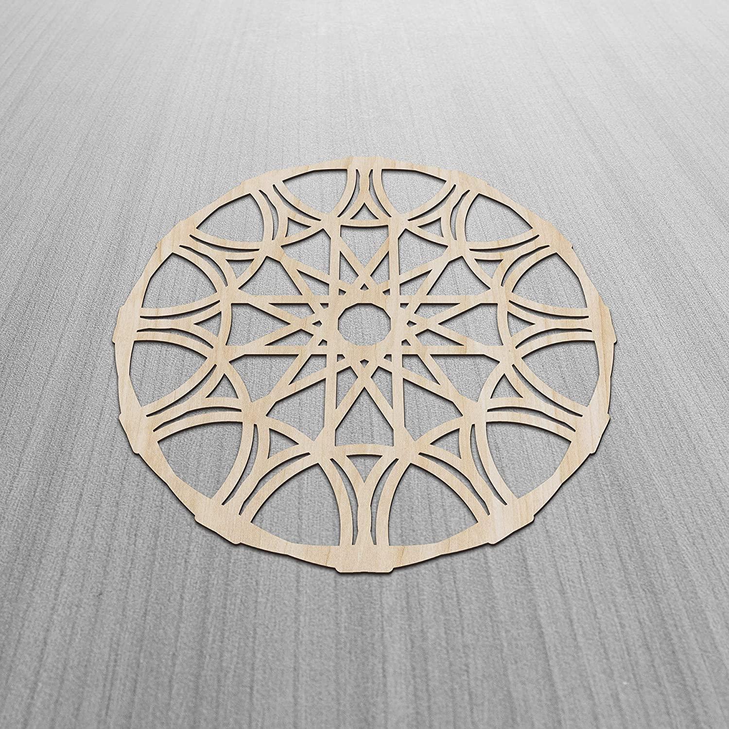 Haoser Mandala Wooden Wall Art, Whirl Look Lattice Abstarct Geometric, Birch Wood Plywood Rustic Wall Art Accent for Hallway Bedroom Living Room Cafes and Offices (Mandala Design-15_30CM) - Haoser
