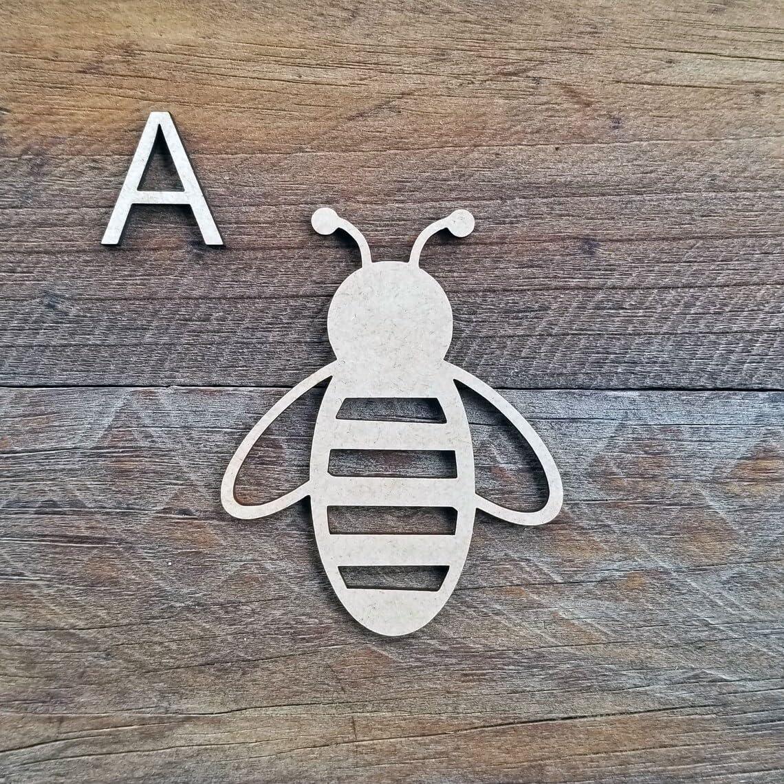 Haoser Pack of 20 Bee Unfinished Blank Wooden Cutouts Craft for Children's Painting DIY Room Decoration Gift Giving Surprise (1.9 Inch) Bee Bumble Bee Theme Cutout Birthday Decoration - Haoser