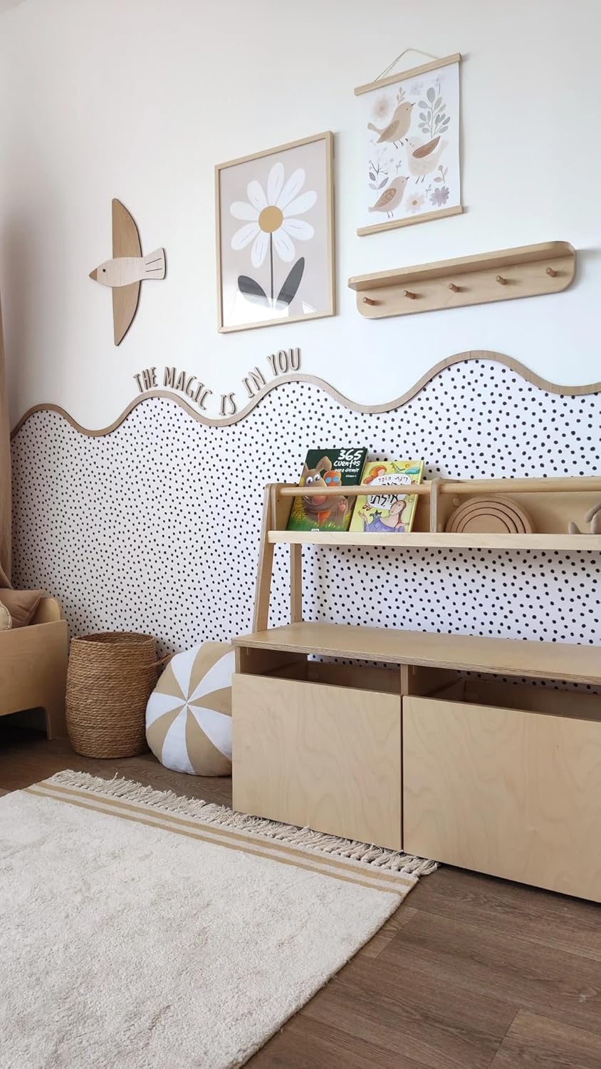 Pack of 5 Wooden Wavy Wall Molding – 56x14 CM