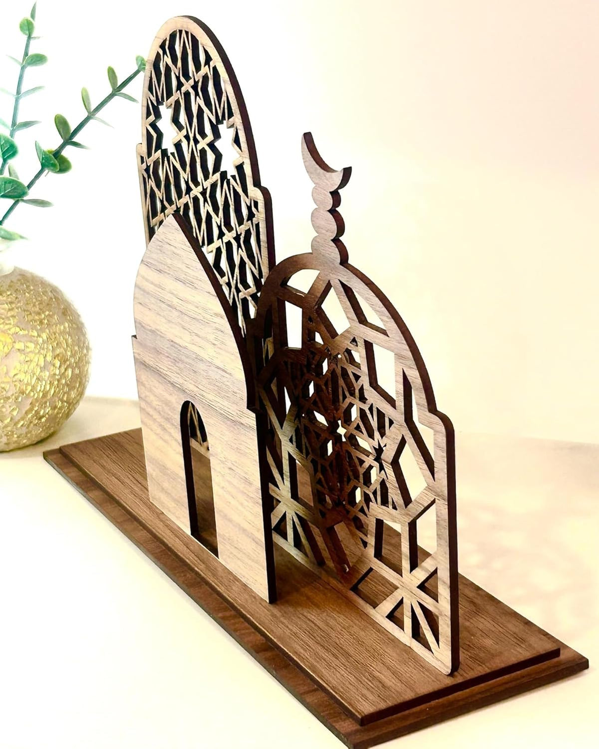 Wooden Mosque Design Table Decoration Set | Islamic Home Decor | Ramadan & Eid Decoration