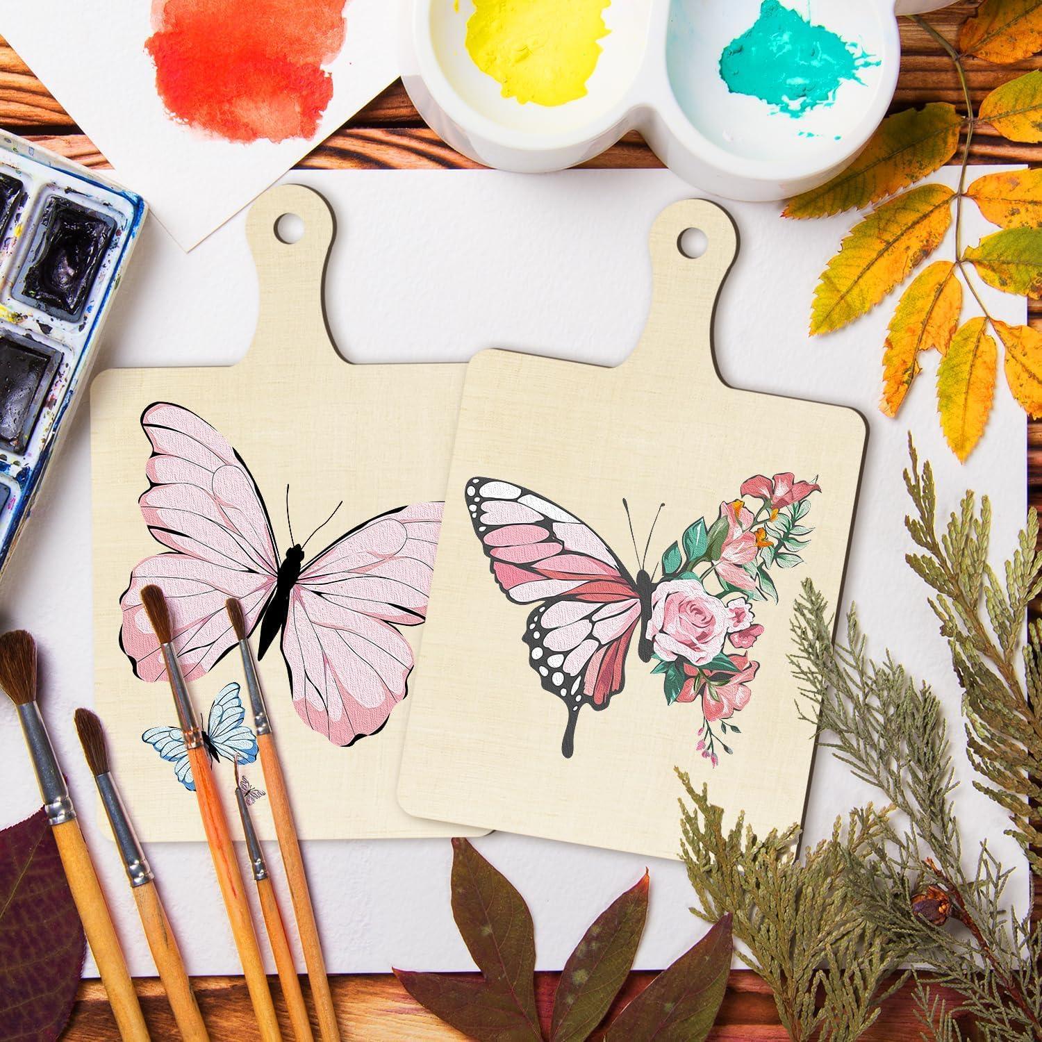 Curious Button 5 Pieces Unfinished Wooden Square Style Hanging Ornament for DIY Home Decoration, MDF Cutouts, Perfect Wooden Cutouts for Home Decor, Charming Wooden Hanging Ornaments (9x5.5IN) - Haoser