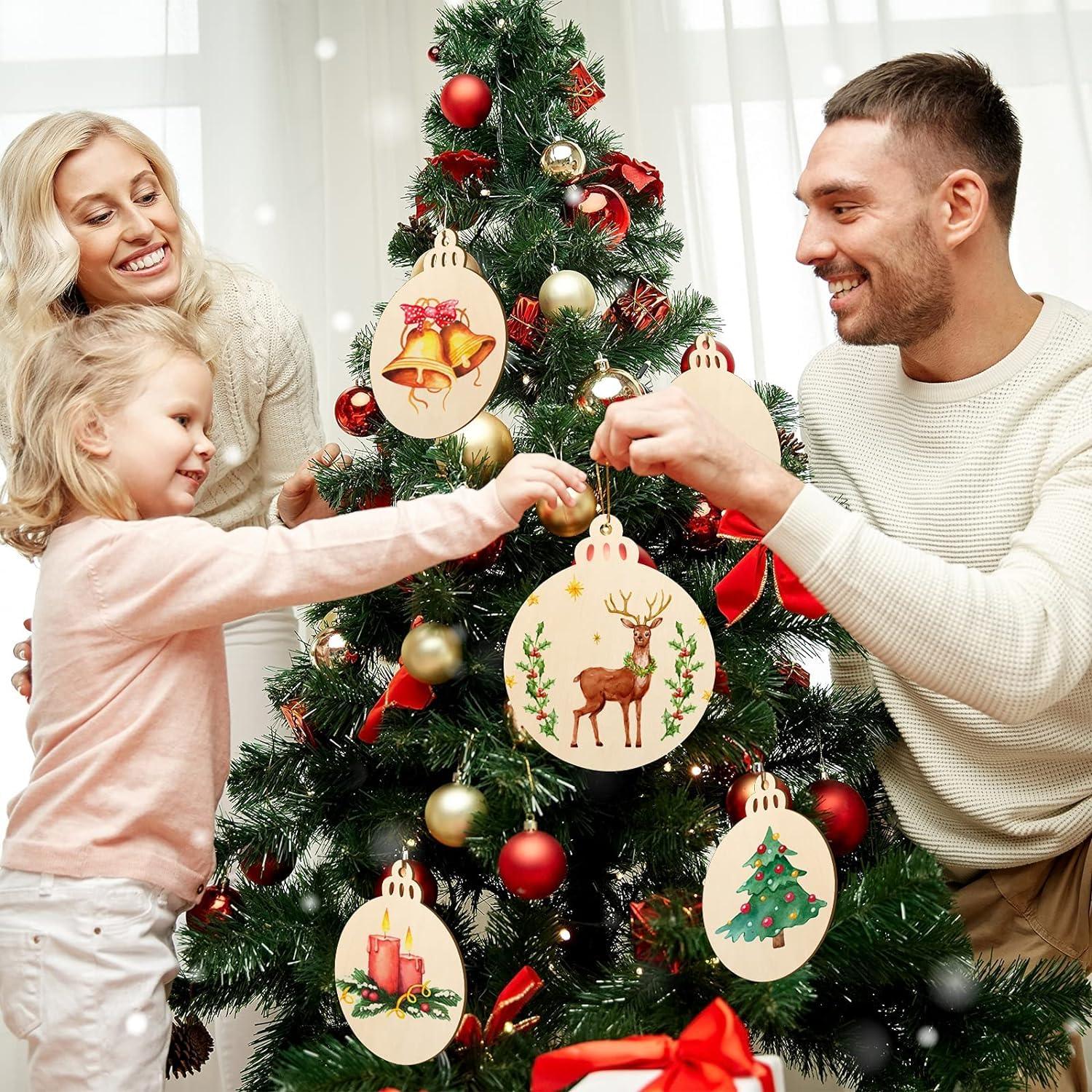 Curious Button 5 Pieces Unfinished Wooden 1Bell Style Hanging Ornament for DIY Home Decoration, MDF Cutouts, Perfect Wooden Cutouts for Home Decor, Charming Wooden Hanging Ornaments (7.1x5.8IN) - Haoser