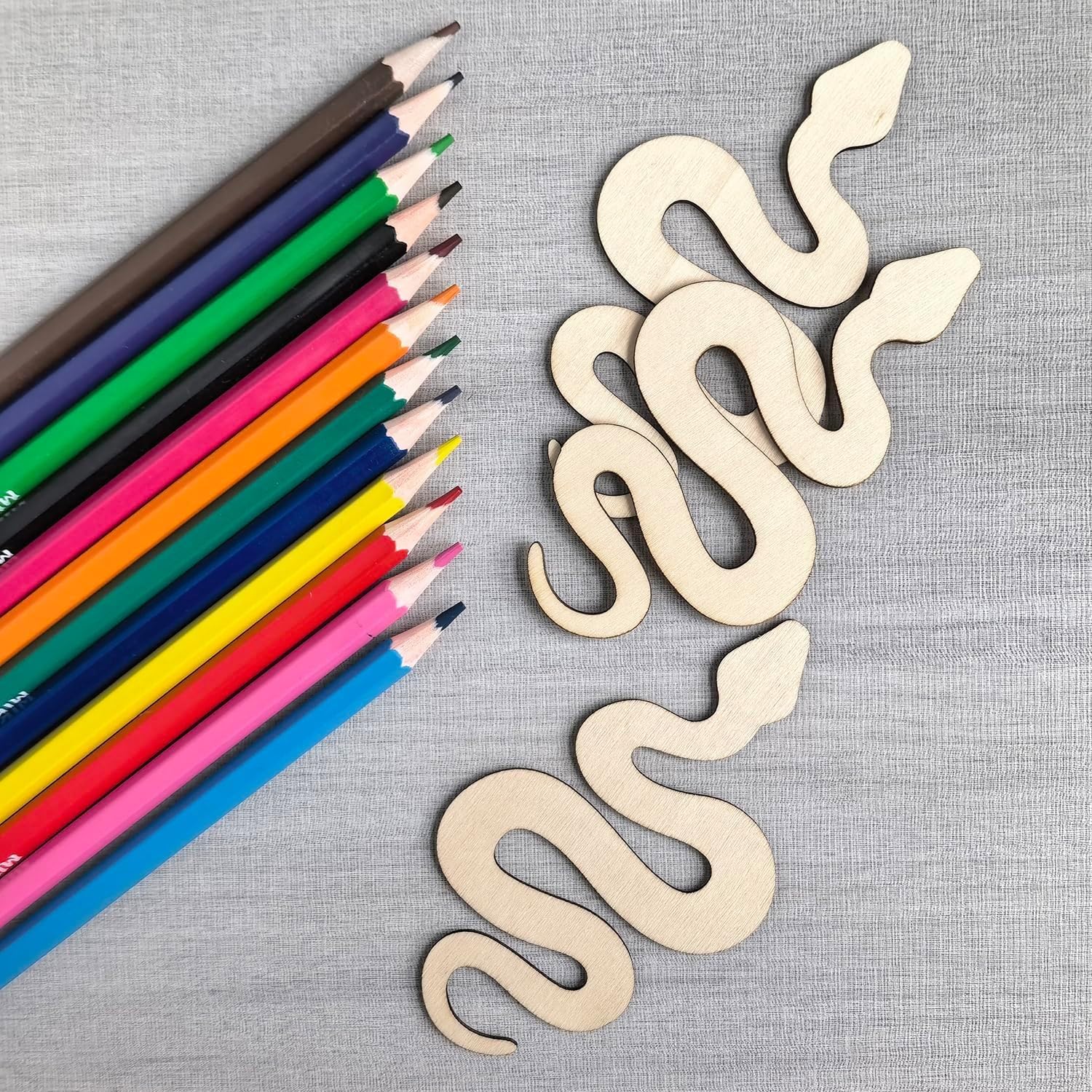 30 Pcs Wooden Snake Shape Cutouts for DIY Craft | Unfinished Wood Snake