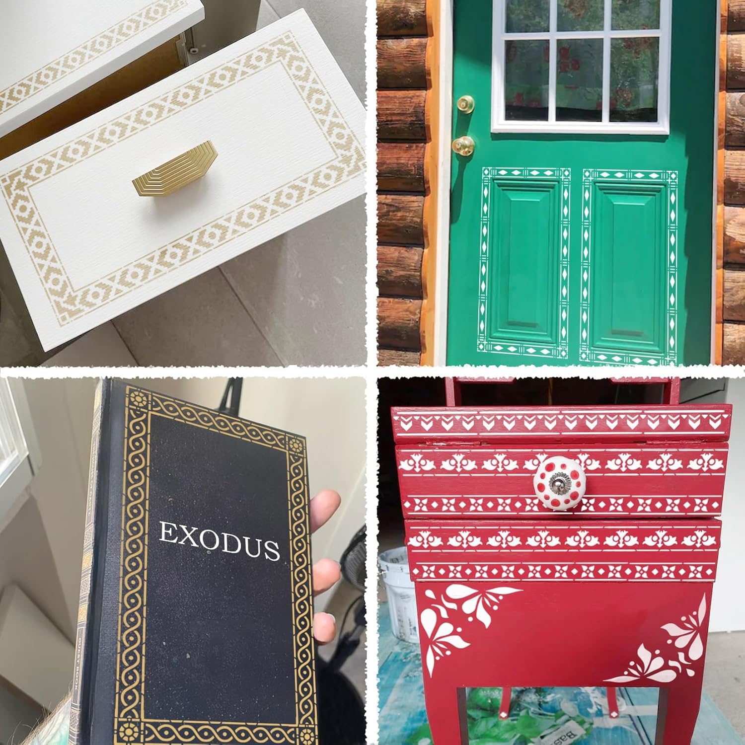 6 Pcs Border Stencils for Painting | 13.8x8.26 Inch Lace Edge Template for Furniture,