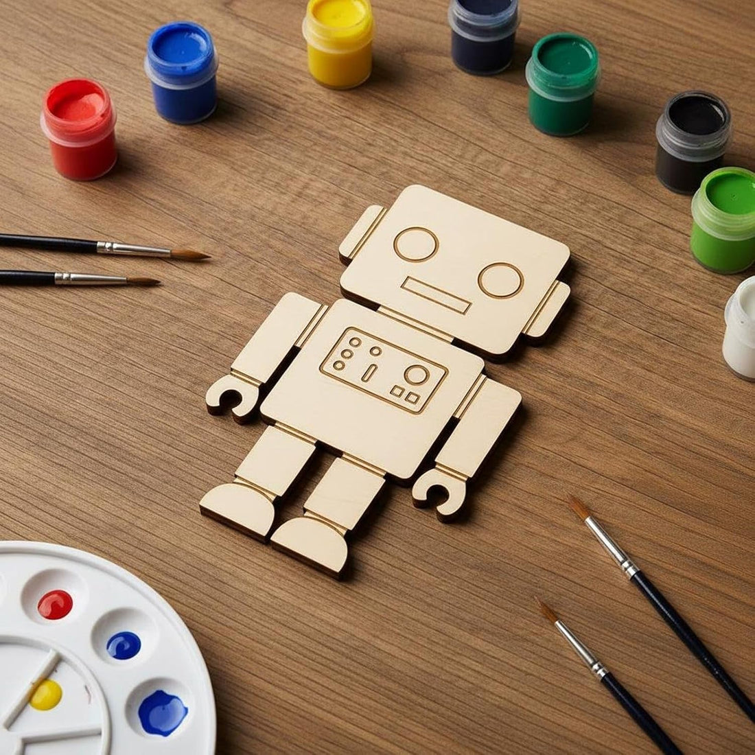 10 Pcs Robot Wooden Craft Blanks | 4 Inch MDF Robot Cutouts | DIY STEM Craft Shapes for Painting