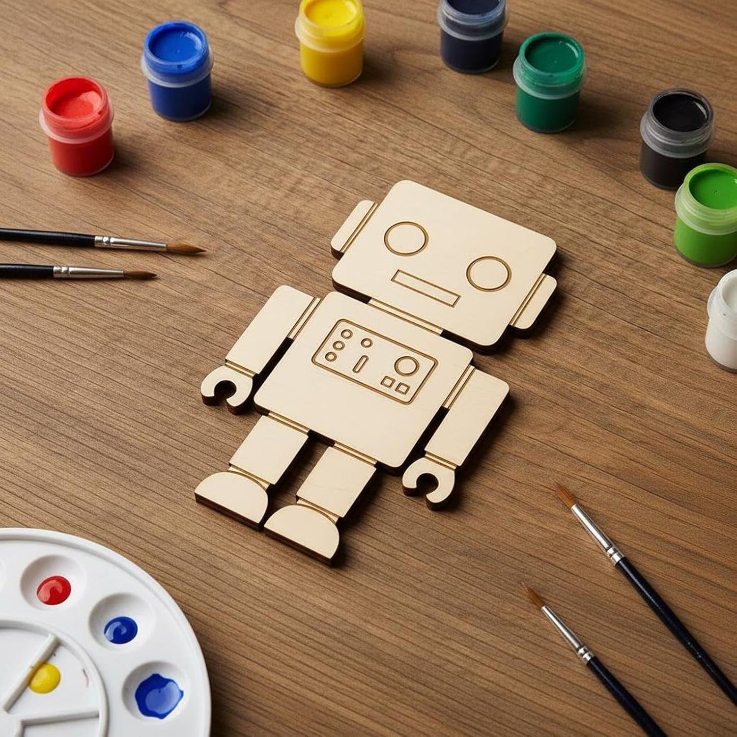 10 Pcs Robot Wooden Craft Blanks | 4 Inch MDF Robot Cutouts | DIY STEM Craft Shapes for Painting