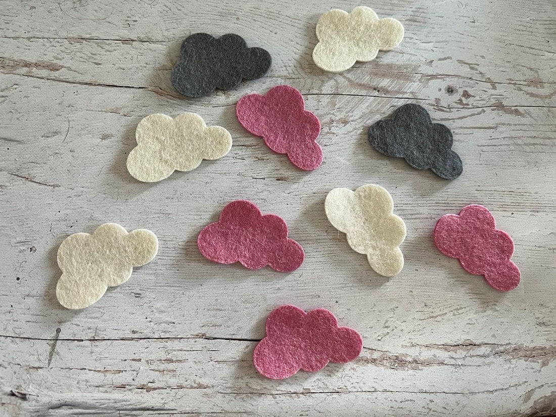 10 Pcs Felt Cloud Die Cuts for DIY Craft & Decoration | Soft Felt Cloud Shapes