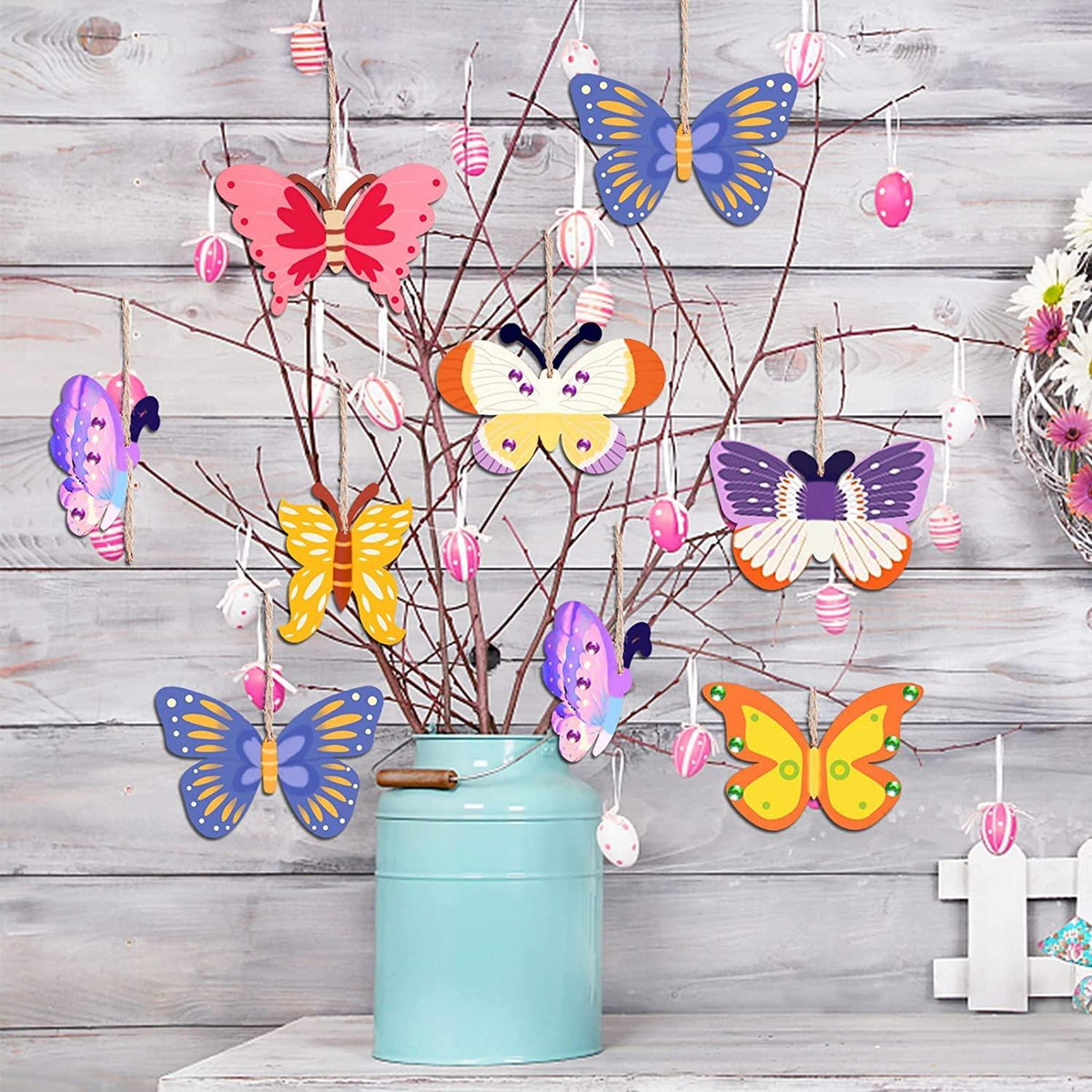 Haoser12 Pieces Unfinished Butterfly Wooden Cutouts 12 Styles Butterfly Wooden Paint Crafts for Kids Easter Spring Home Decoration Craft Project,Holiday Hanging Decorations,Painting Wood Craft, - Haoser