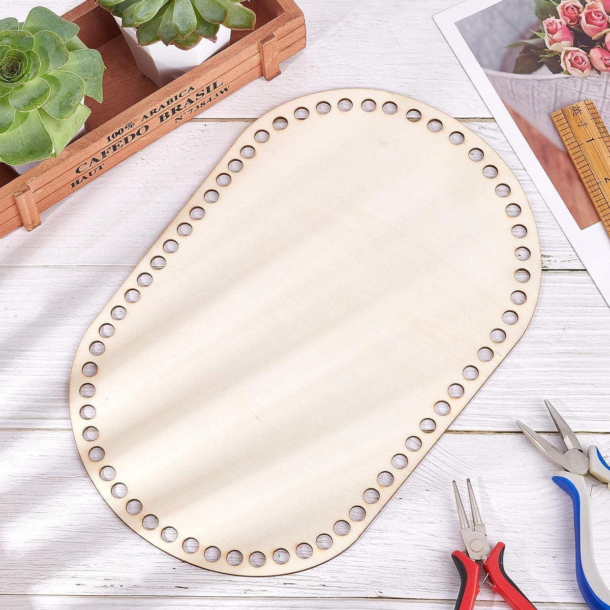 Haoser 2 Sizes Natural Wooden Basket Bottom, 7.8 5.9 Inch Circle Blank Crochet Basket Wood Base for DIY Basket Weaving Supplies Craft Making Home Decoration, Crochet Basket Wood Base. - Haoser