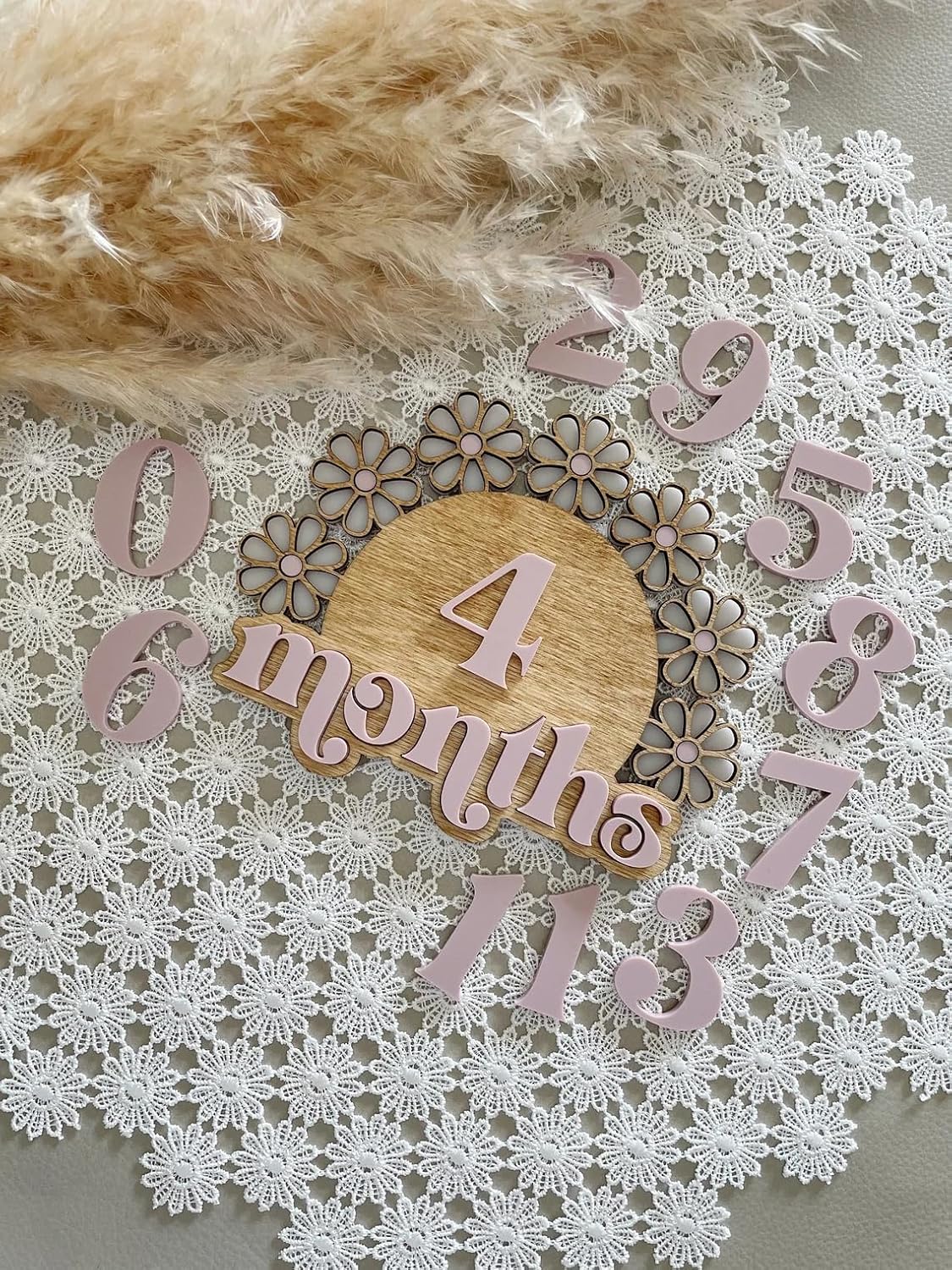 Wooden Baby Monthly Milestone Discs - Wooden Boho Milestone