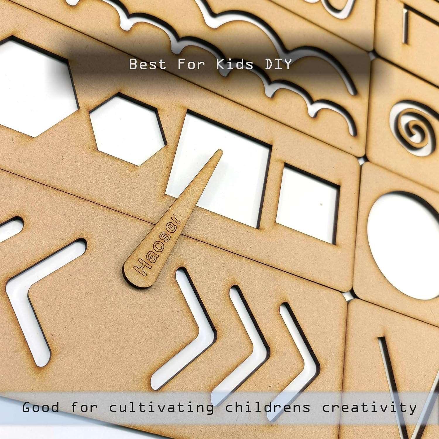 Haoser Wooden Line Tracing Board Prewriting Tracing Tiles a Set of 12 Tracing Tiles Montessori Learning Resources for Pre Writing Skills Development and Motor Skills Enhancement - Haoser