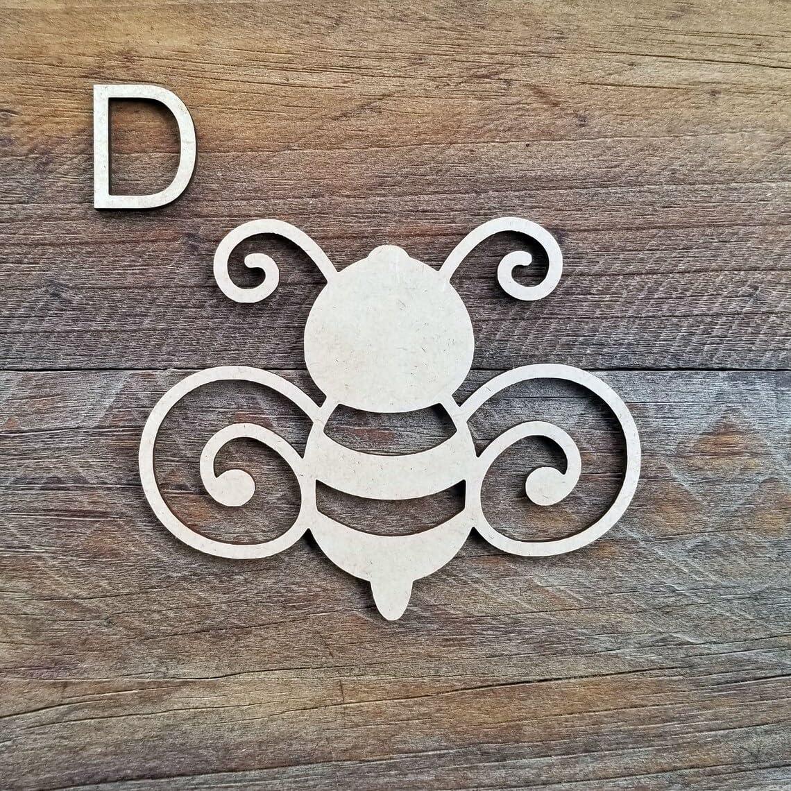 Haoser Pack of 20 Bee Unfinished Blank Wooden Cutouts Craft for Children's Painting DIY Room Decoration Gift Giving Surprise (1.9 Inch) Bee Bumble Bee Theme Cutout Birthday Decoration - Haoser