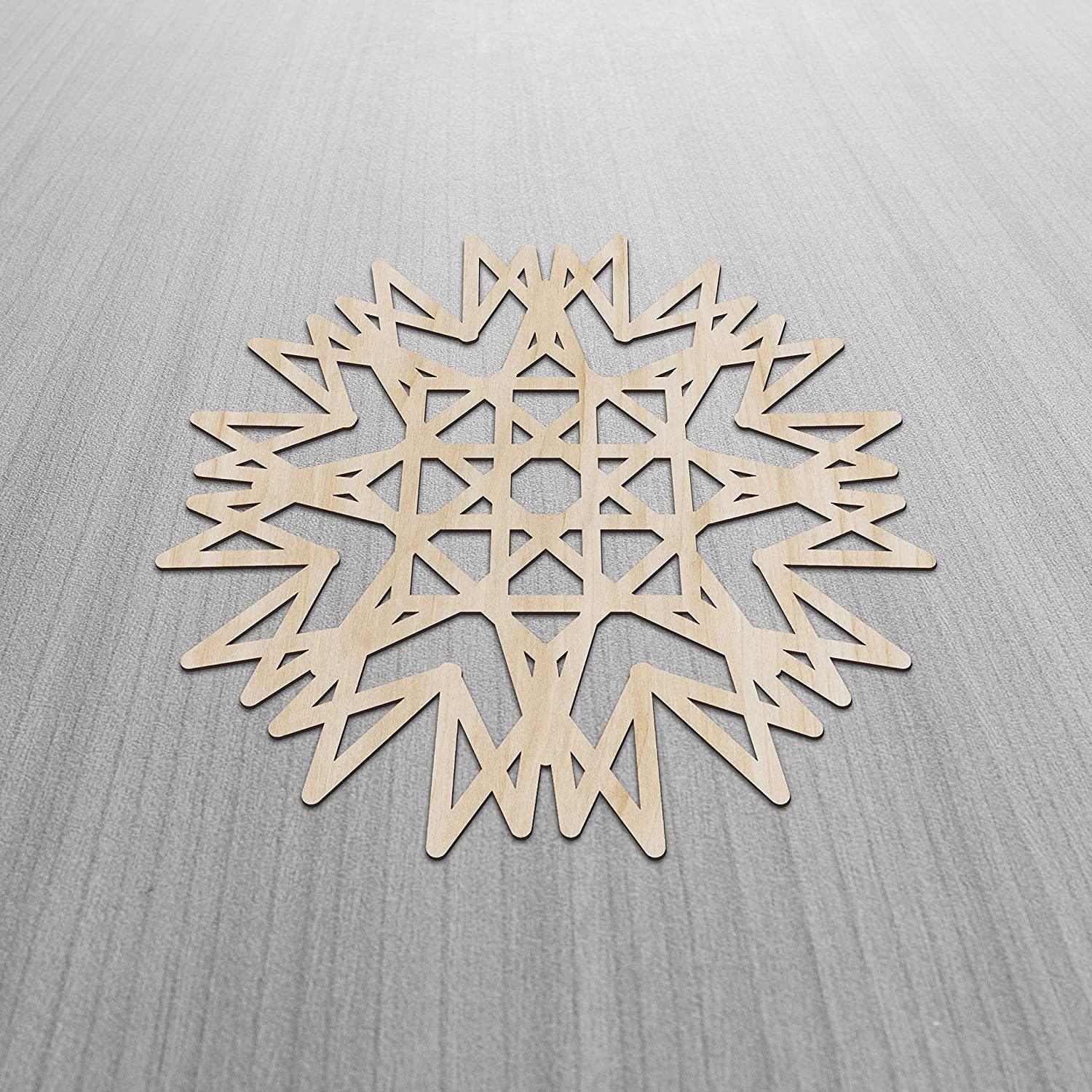Haoser Mandala Wooden Wall Art, Whirl Look Lattice Abstarct Geometric, Birch Wood Plywood Rustic Wall Art Accent for Hallway Bedroom Living Room Cafes and Offices (Mandala Design-17_30CM) - Haoser