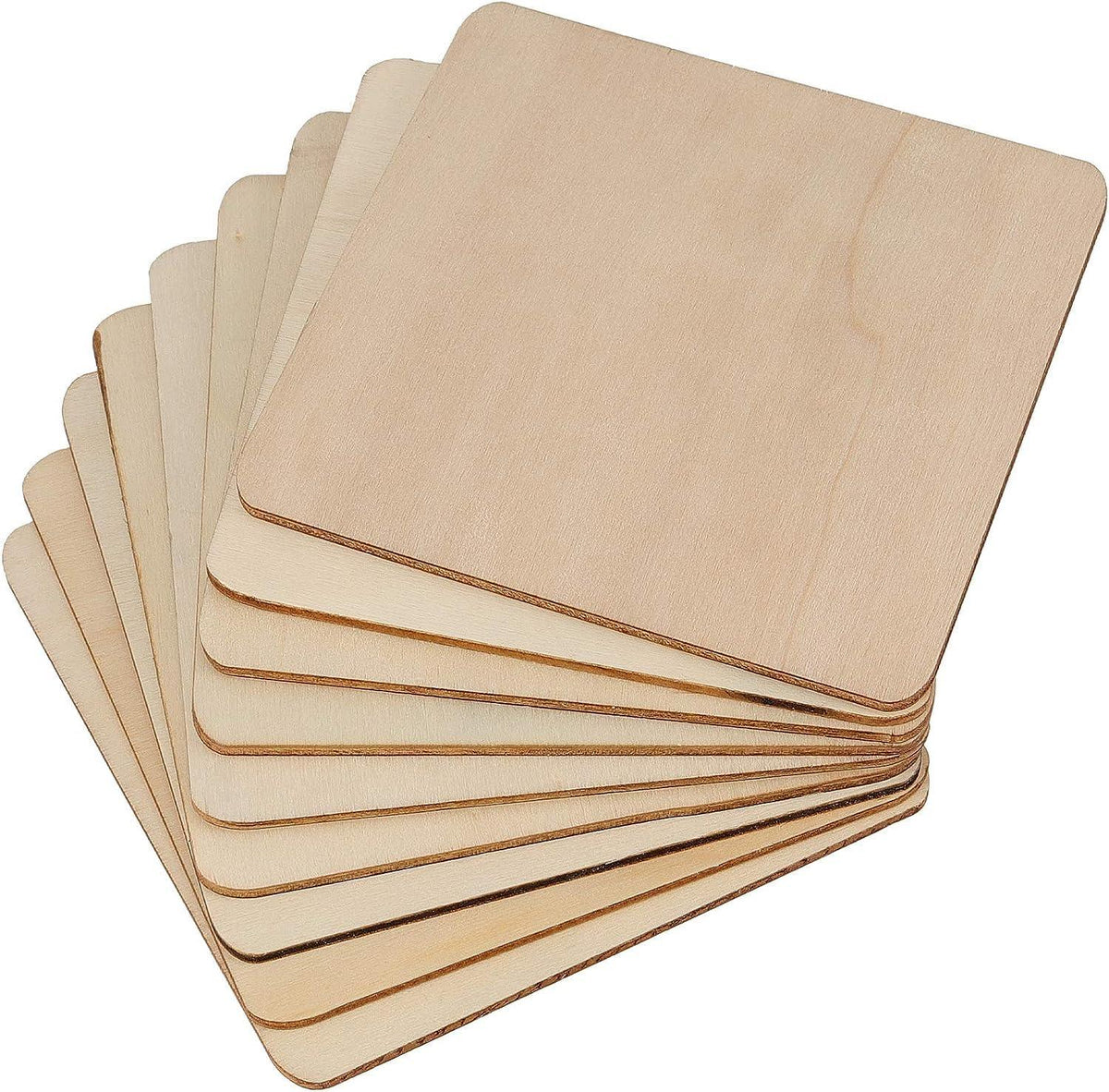 Haoser Wood Squares for Crafts, Unfinished Wooden Square Cutouts,Unfinished Round Square Wood Slices Board for Resin Art, Mandala Art, Pyrography, Painting, MDF Square Board - Haoser