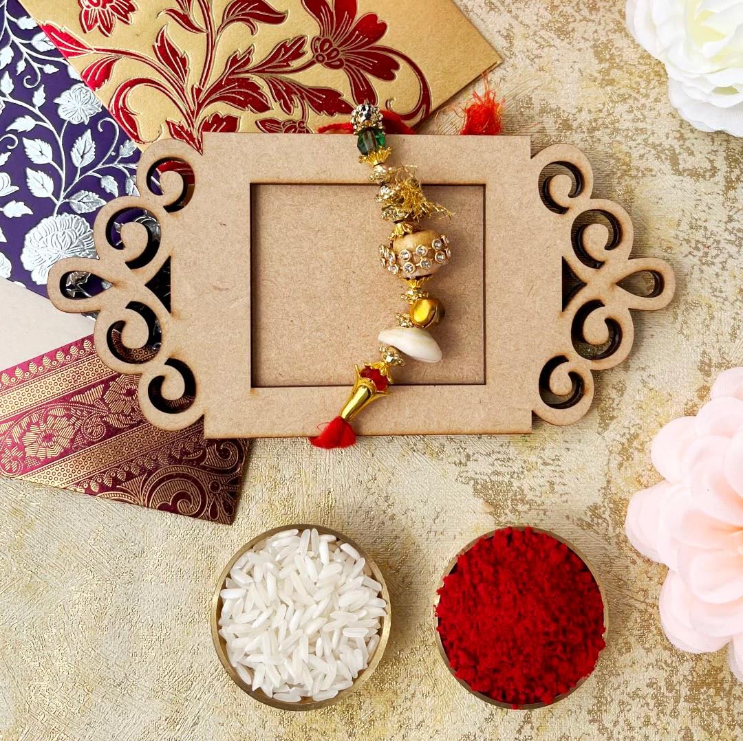 Pack of 2 Mini Platter Photo Magnet – 2-Layer Wooden MDF Gift for Rakshabandhan