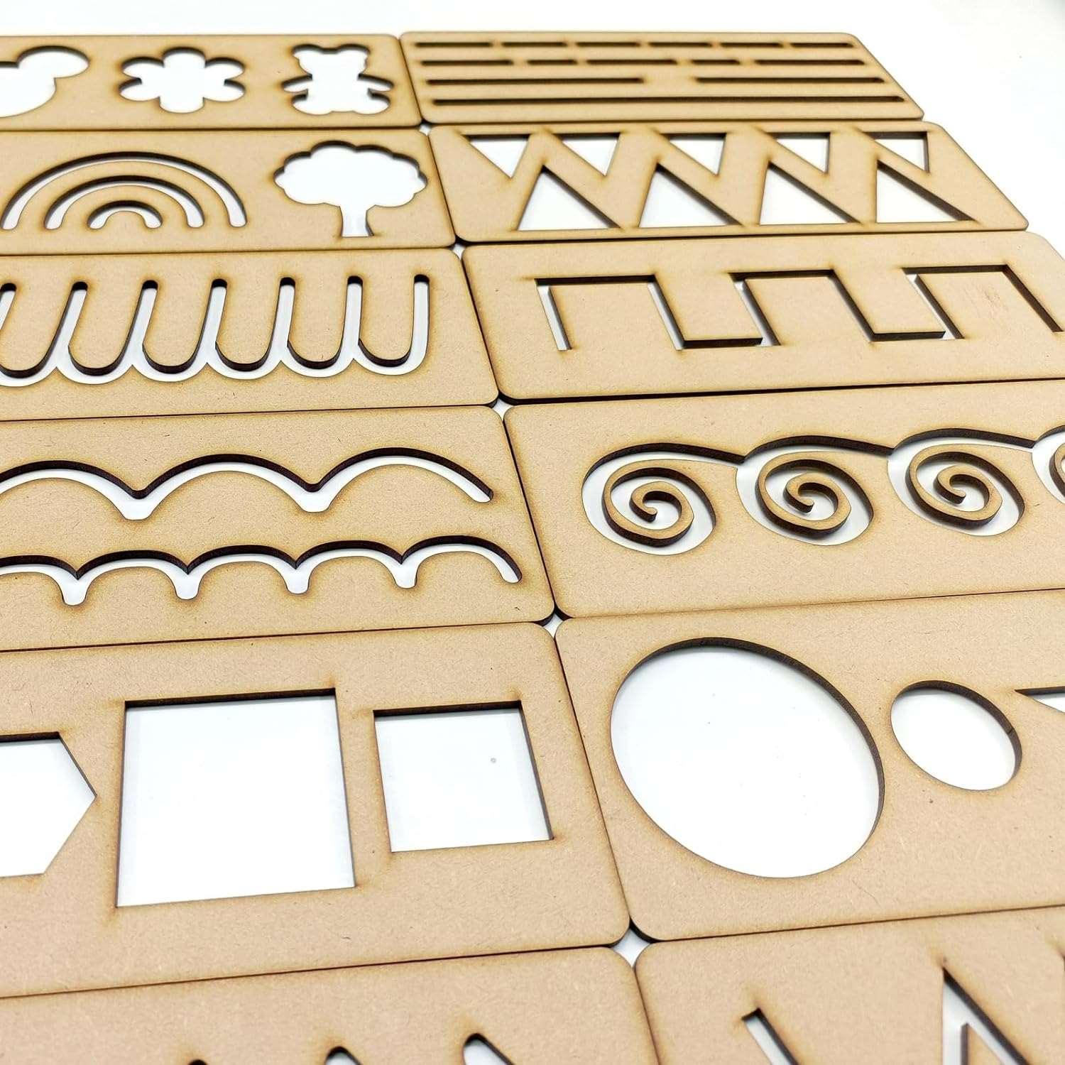 Haoser Wooden Line Tracing Board Prewriting Tracing Tiles a Set of 12 Tracing Tiles Montessori Learning Resources for Pre Writing Skills Development and Motor Skills Enhancement - Haoser