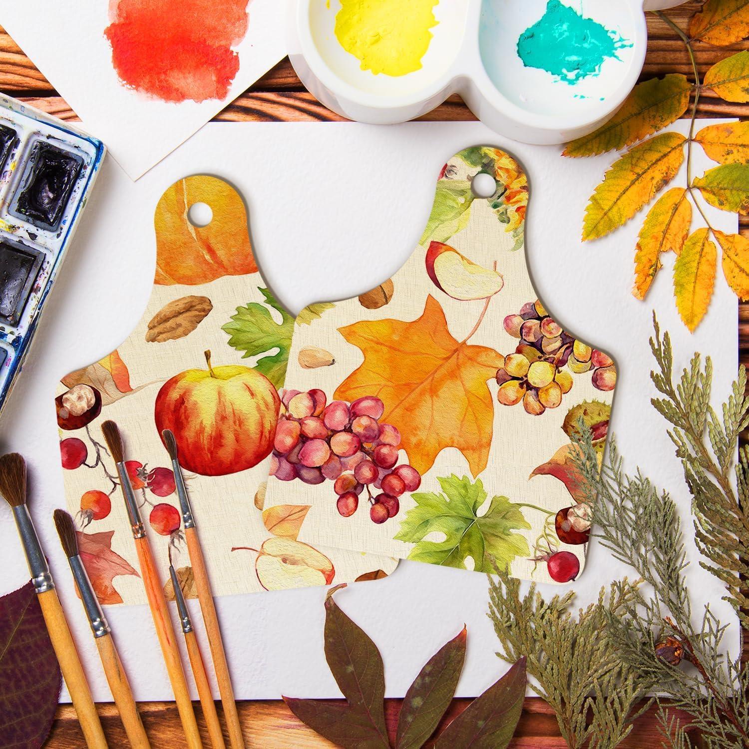 Curious Button 5 Pieces Unfinished Wooden Board Shape Style Hanging Ornament for DIY Home Decoration, MDF Cutouts, Perfect Wooden Cutouts for Home Decor, Charming Wooden Hanging Ornaments (7x5.4IN) - Haoser