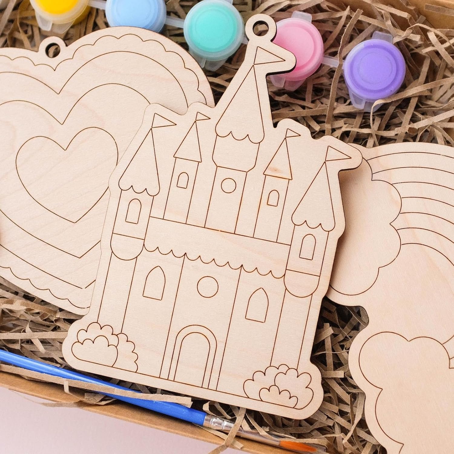 4 Pcs Wooden Princess Paint Kit for Kids (5 Inch) | DIY Fairy Tale Craft Set
