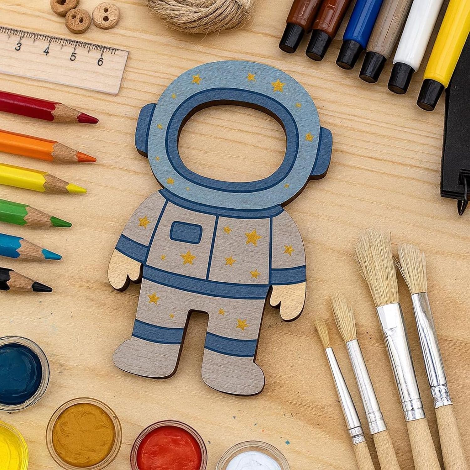 10 Pcs Astronaut Wooden Craft Blanks | 4 Inch Pine MDF Space Astronaut Cutouts