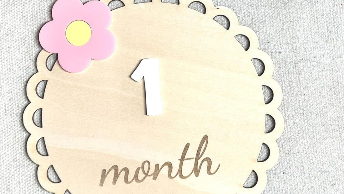 Flower Baby Monthly Milestone Marker Wooden Disc | Baby Photo Prop for First Year