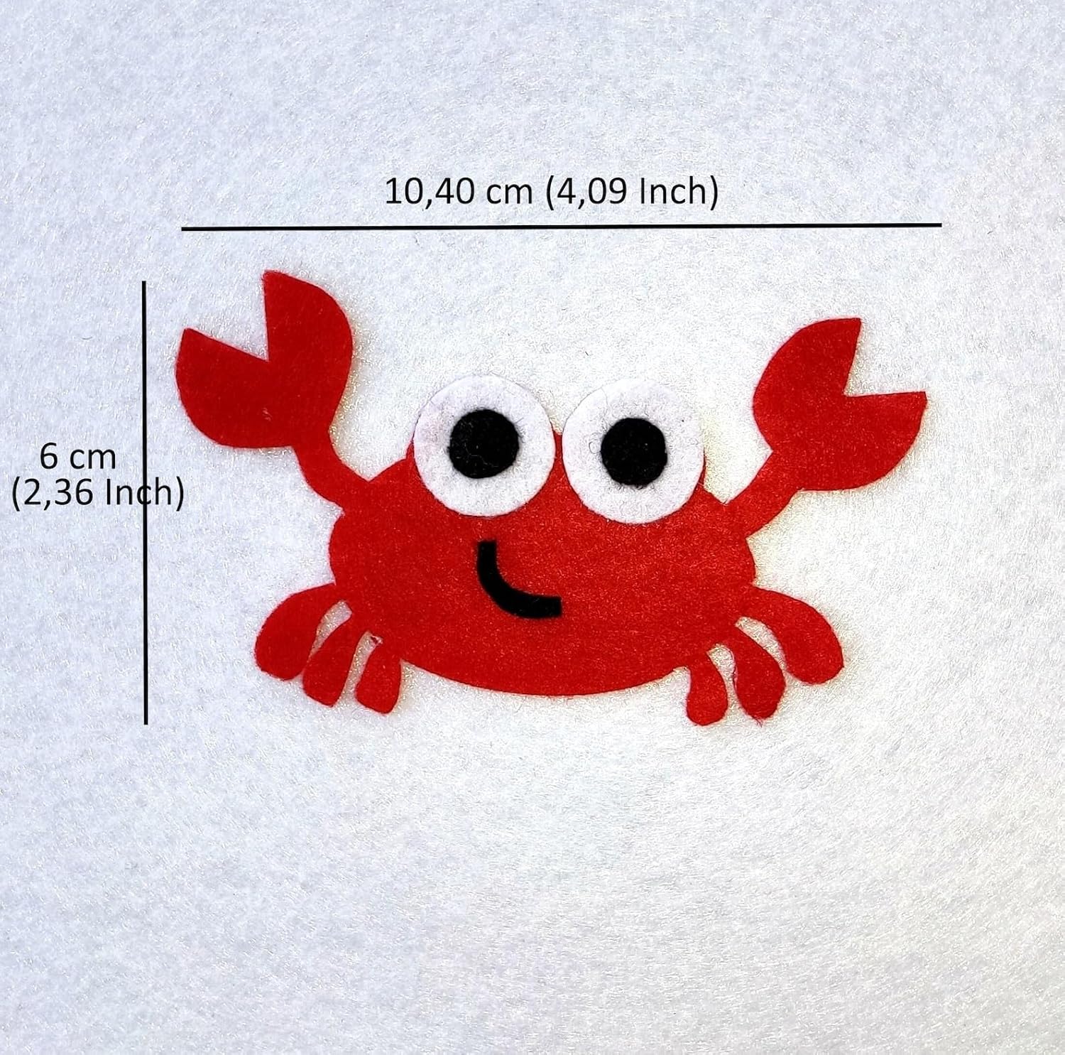 6 Pcs Felt Crab Cutouts (4.09 x 2.36 Inch) | Sea Animal Shapes for DIY Crafts, Kids Activities