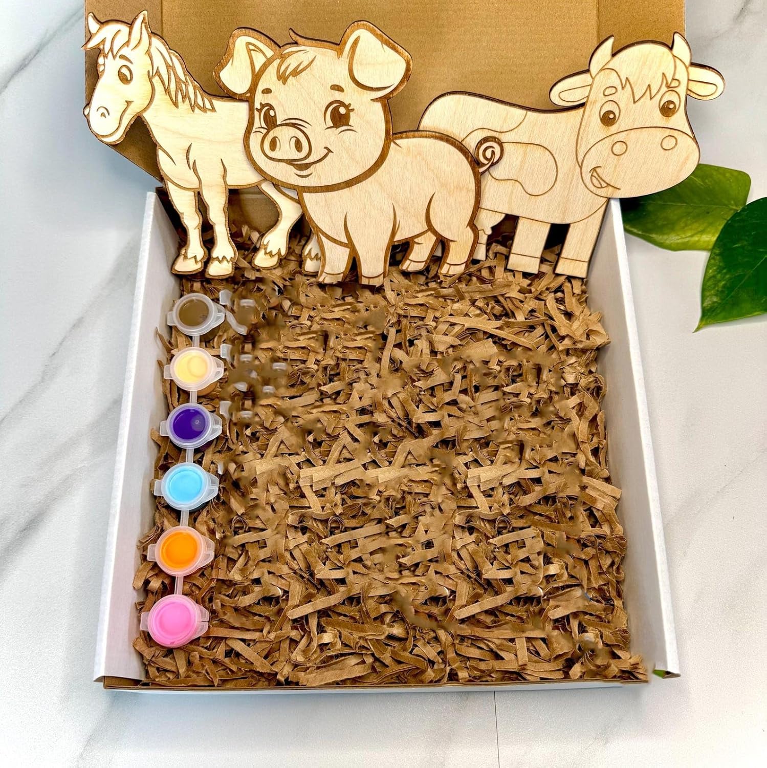 3 Pcs DIY Farm Animal Painting Kit for Kids | 5 Inch MDF Wooden Craft Shapes | Art & Craft Kit