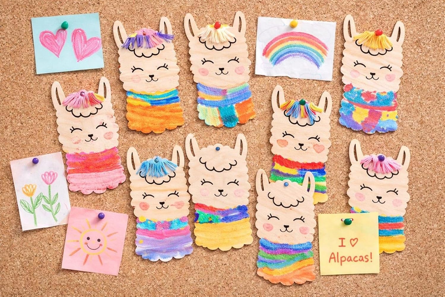 12 Pcs Wooden Alpaca Cutouts | 3 Inch Unfinished MDF/Birch Wood Shapes for DIY Painting Craft
