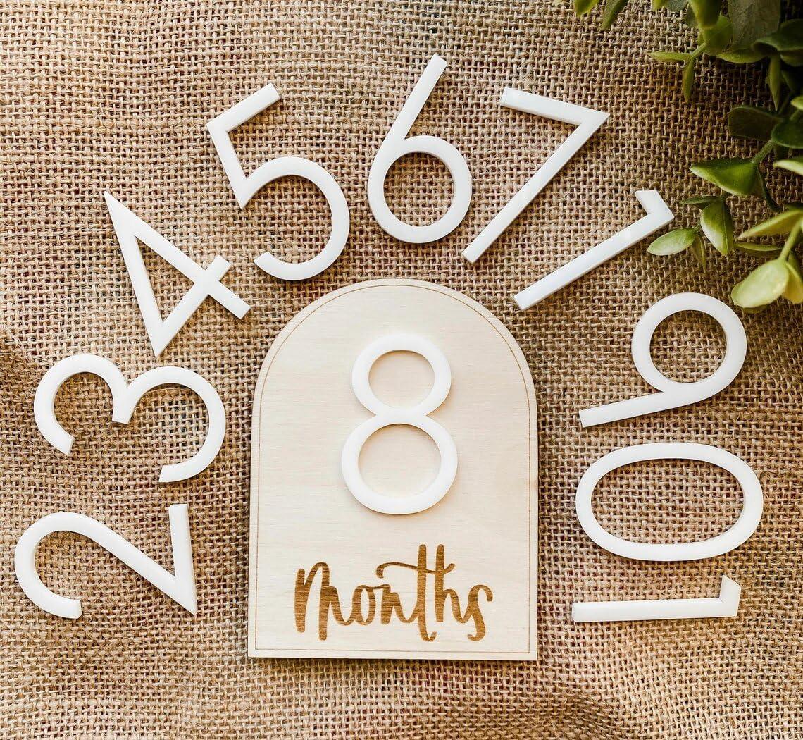 Haoser Wooden Monthly Milestone Discs for Baby Photos/Baby Milestone Cards/New Baby Gift, Baby Shower Gift|Milestone Cards Baby Monthly Milestone Marker Baby Shower Gift-0-12 Numbers -2 Boards - Haoser