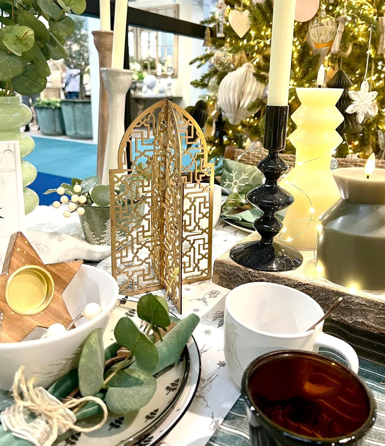 Wooden 3D Mosque Cutout, Gold Finish – Arabic Arch Masjid MDF Cutout