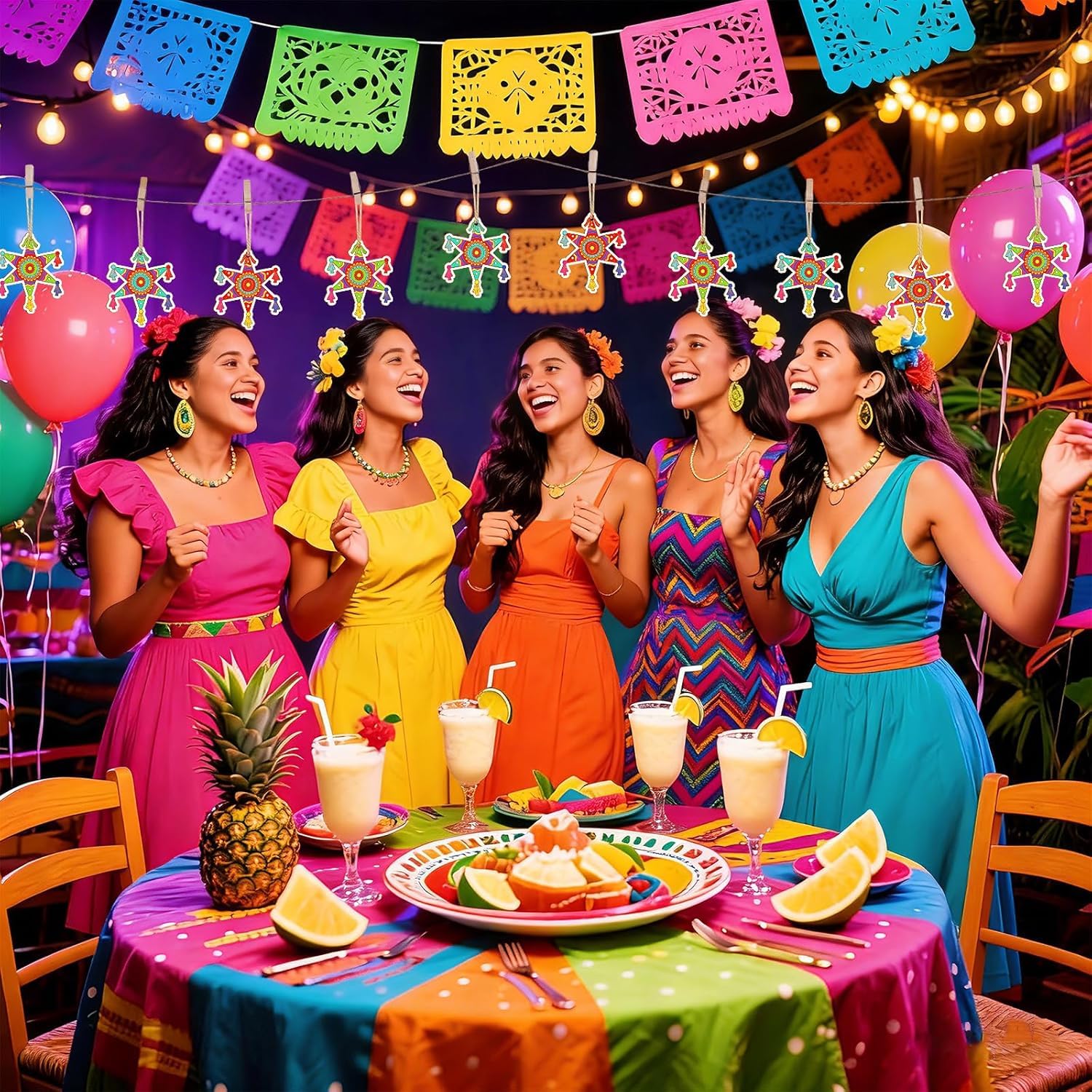 12 Pcs Mini Wooden Cinco De Mayo Cutouts for DIY Craft | Unfinished Mexican Fiesta Theme Shapes for Painting