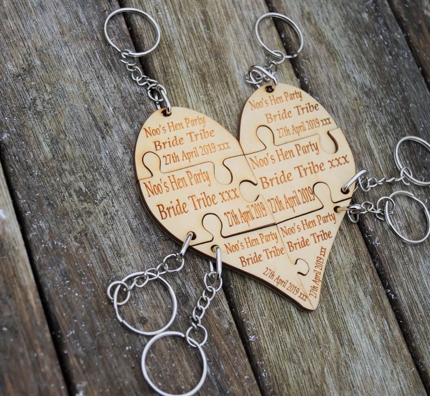 Haoser Customized Wooden Keyring for DIY Projects - Laser Engravable, Printable & Writable, Design Wooden Key Chain for Gifting Friendship Day Heart Shape (Multipack) (H-PM3-KEYRING-3-HEART) - Haoser