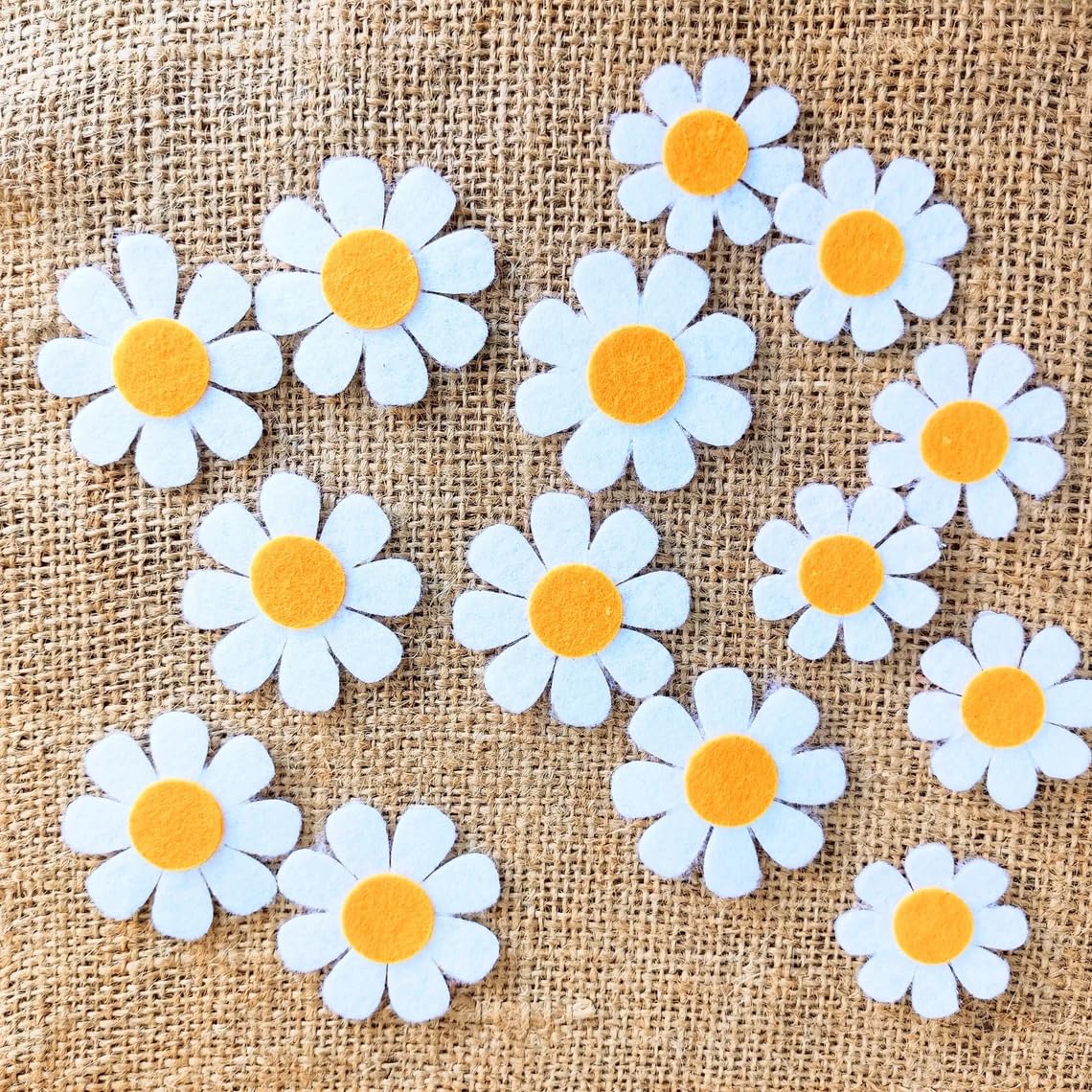 Pack of 25 Felt Daisy Embellishments – Die Cut Flowers for Scrapbooking