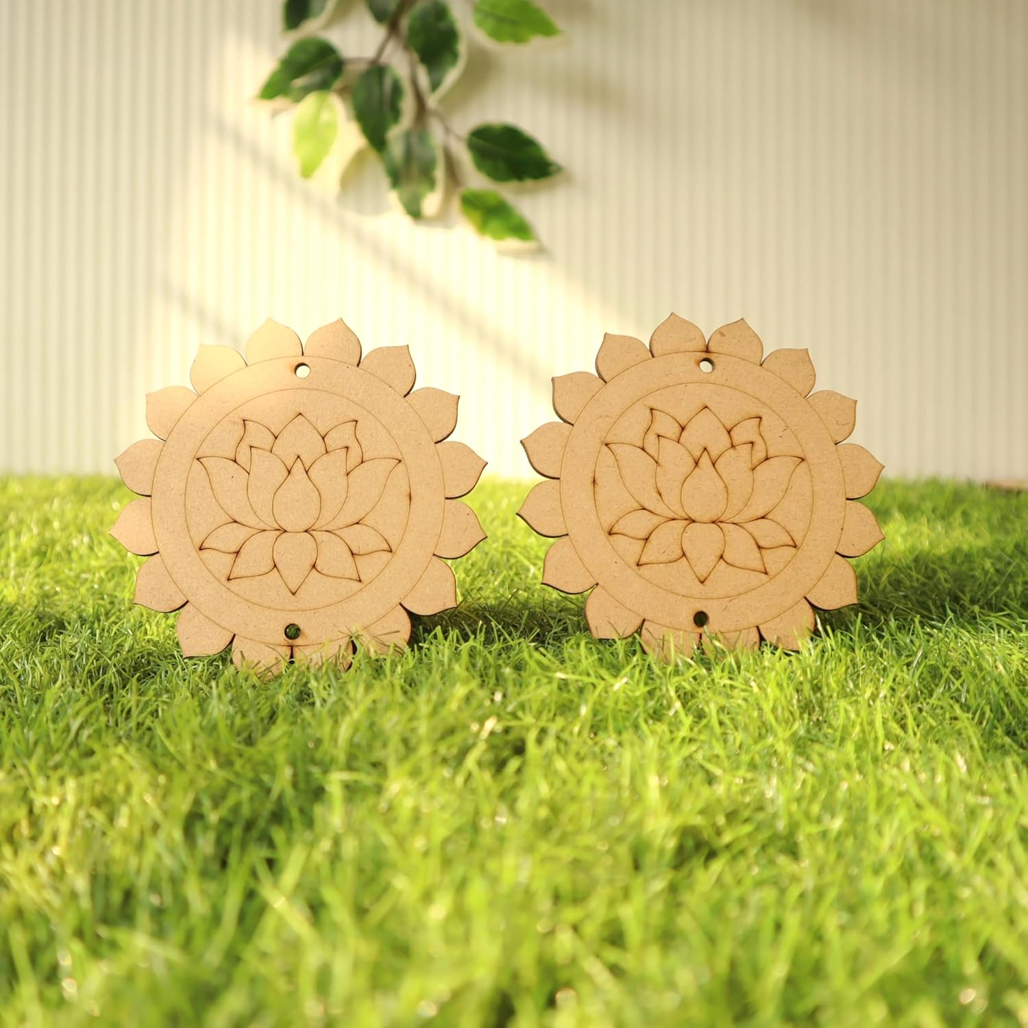 Pack of 2 Car Hanging Wooden MDF Ornaments Designs (3.5 Inch)