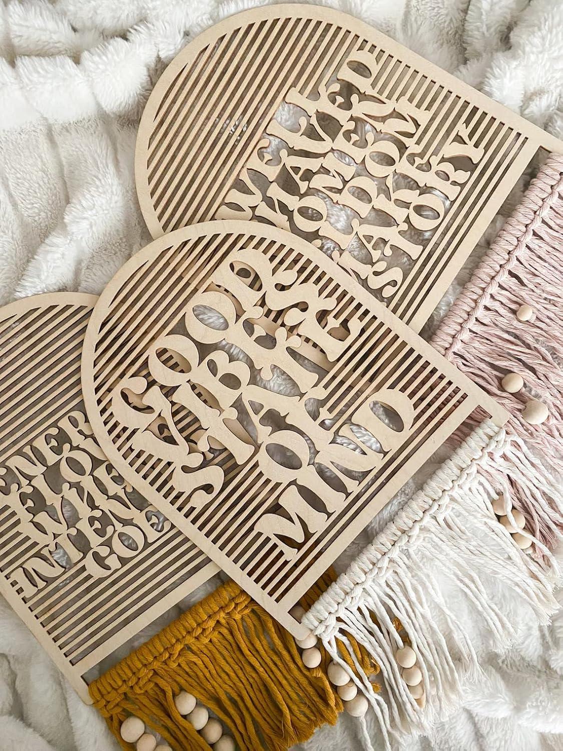 Haoser Good Vibes State of Mind macrame wall hanging arch sign retro decor