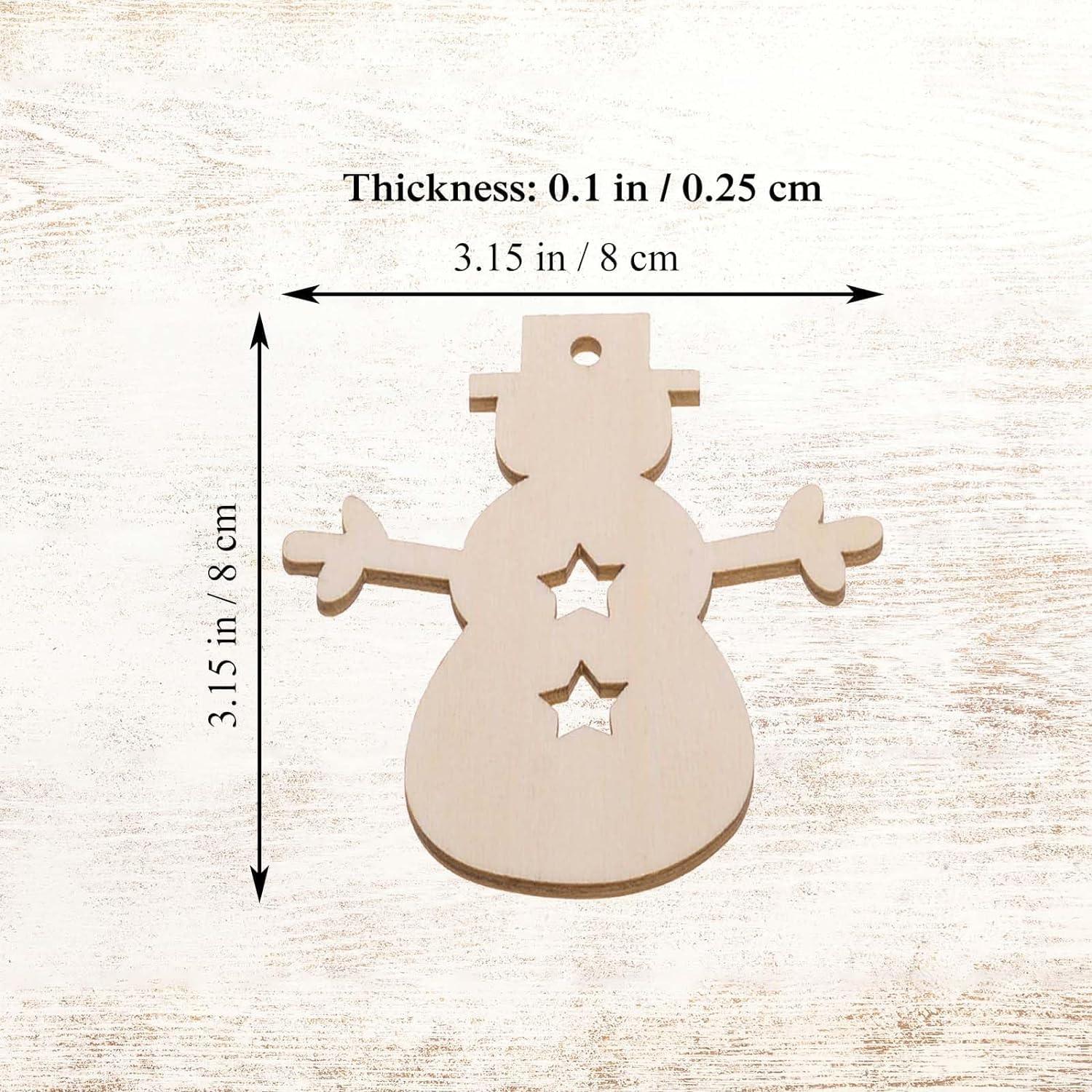Haoser MDF Decorative Hanging orgnaments for chirtmas Craft, Unfinished Wood Cutouts Christmas Decoration DIY Crafts Wooden Christmas Tree MDF Christmas Ornaments - Haoser