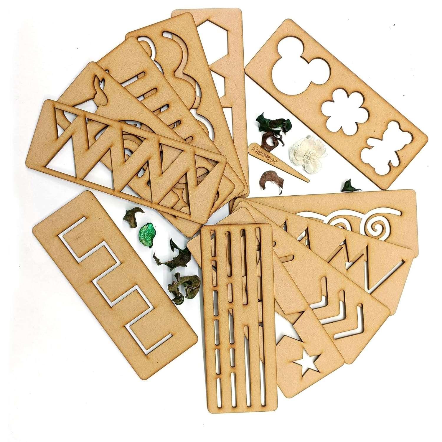 Haoser Wooden Line Tracing Board Prewriting Tracing Tiles a Set of 12 Tracing Tiles Montessori Learning Resources for Pre Writing Skills Development and Motor Skills Enhancement - Haoser